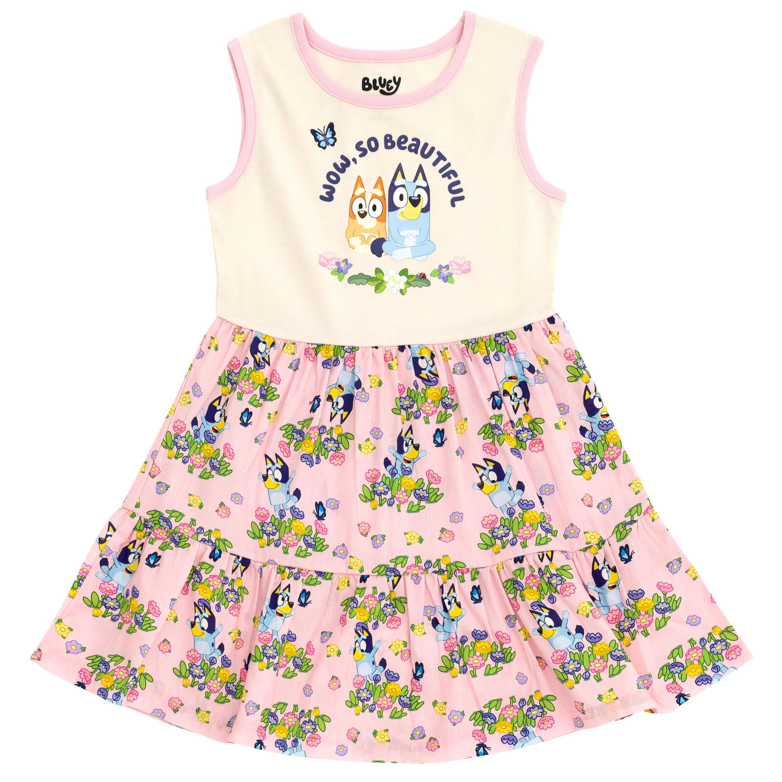 Bluey Girls' Sleeveless Dress and Sun Hat Set