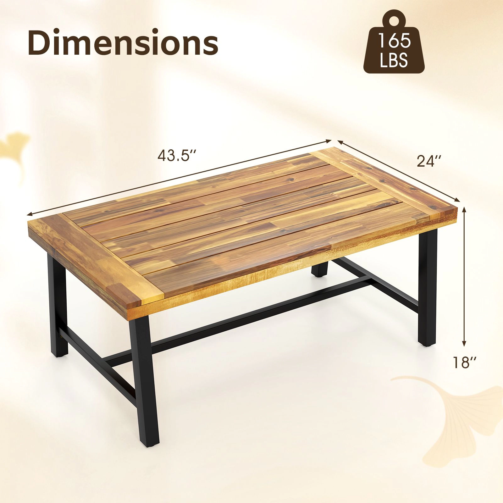SlickBlue Modern Industrial Style Outdoor Center Table with Metal Frame
