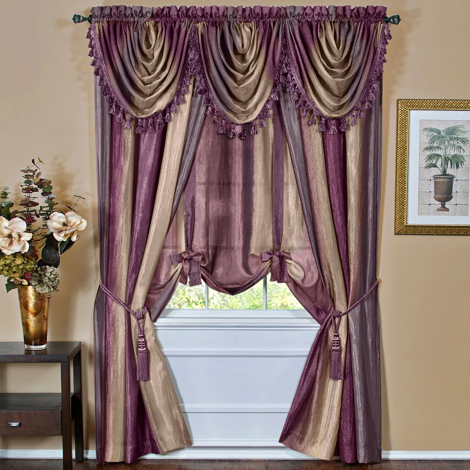 GoodGram Ombre Crushed Satin Sheer Single Window Curtains & Valances