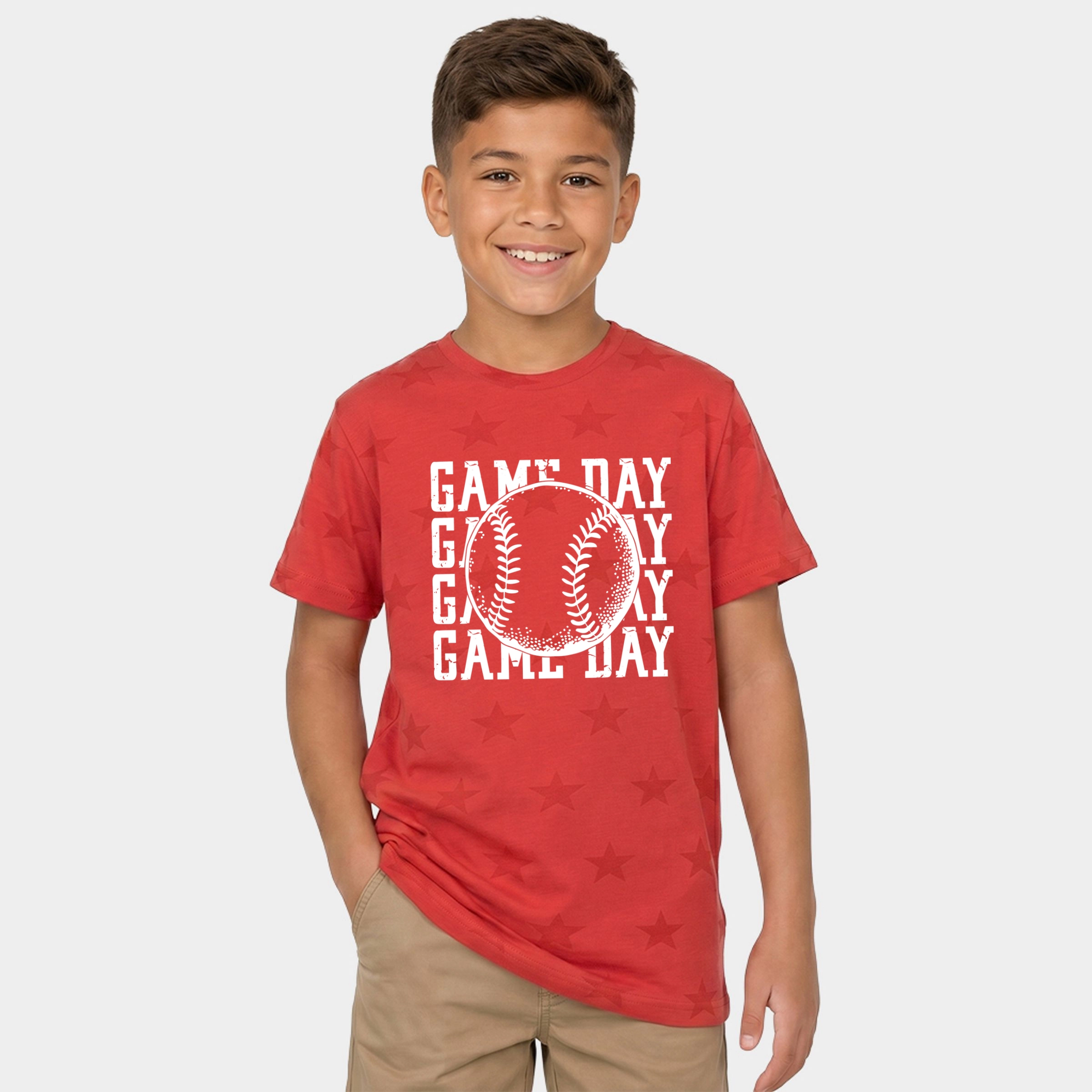 The Juniper Shop - Distressed Game Day Baseball Youth Short Sleeve Star Tee