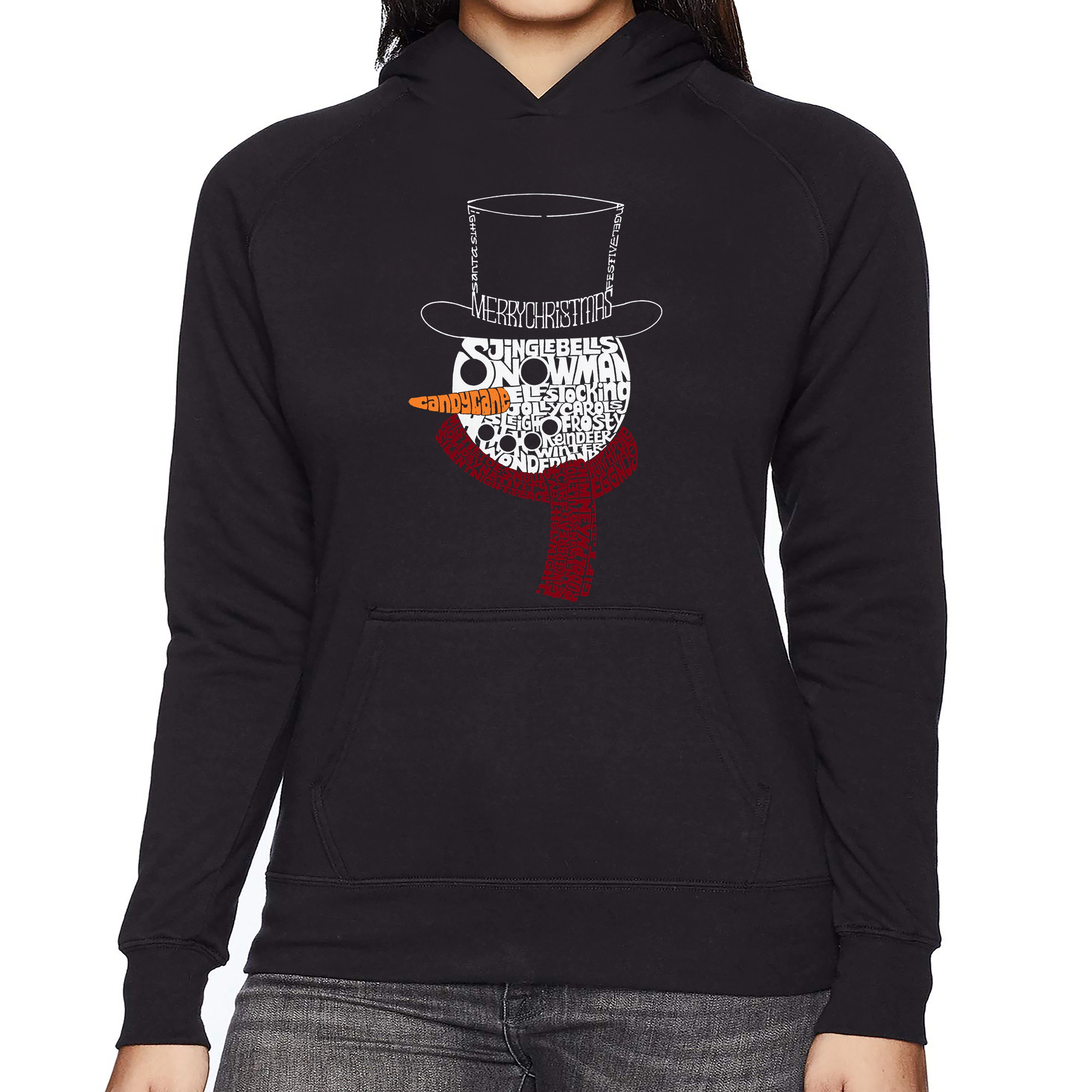 LA Pop Art Snowman Face - Women's Word Hooded Sweatshirt