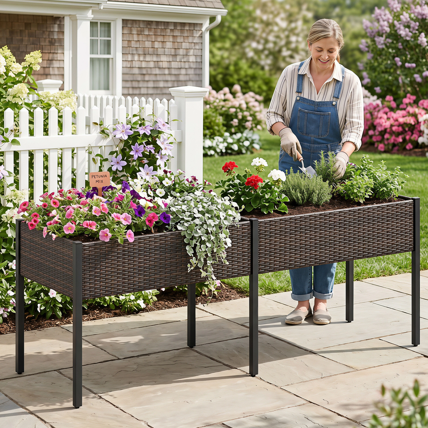 LJG Raised Garden Bed with Legs and Removable Liner for Vegetables Herbs Patio