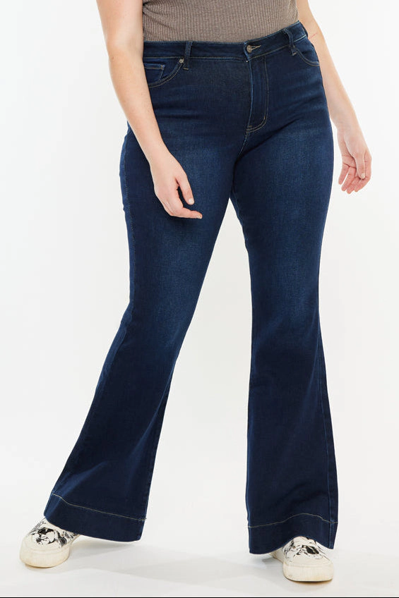 Kancan Women's Plus High Rise Flare Jeans Nancy