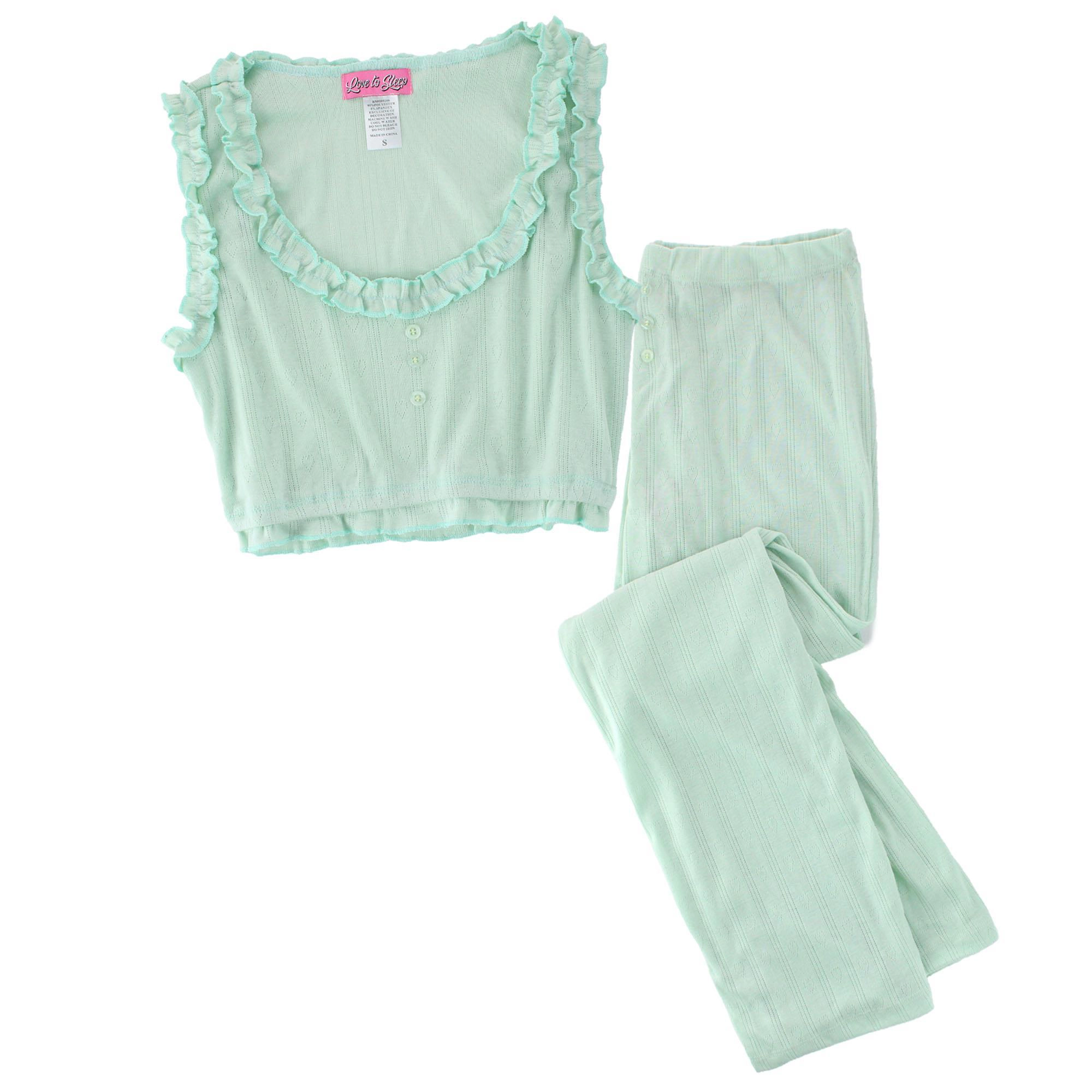 Love to Sleep Ladies Pointelle Crop Tank Pajama Set