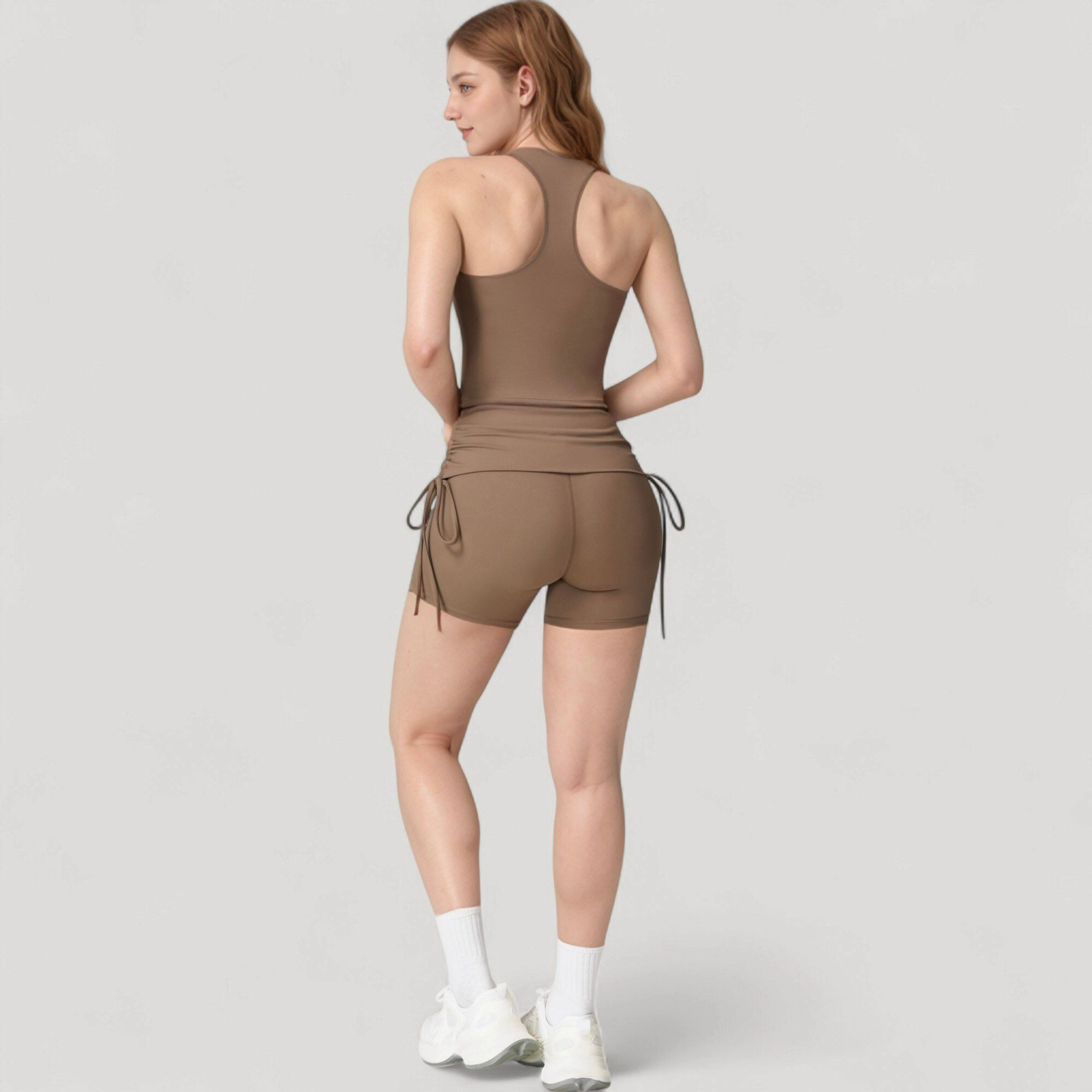 Anna-Kaci Women's V-Neck Cropped Tank Top with Racer-Inspired Straps and Smooth Contour Fit for Activewear
