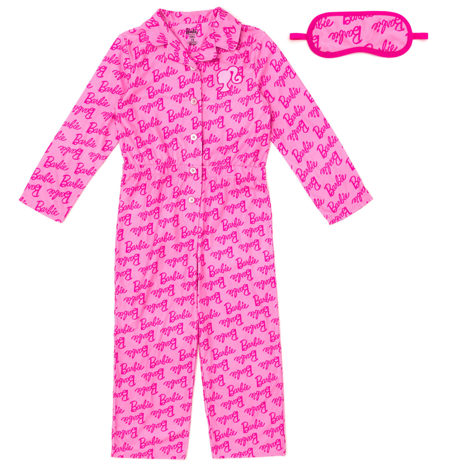 Barbie Girls' Fleece One Piece Pajama and Sleep Mask Set
