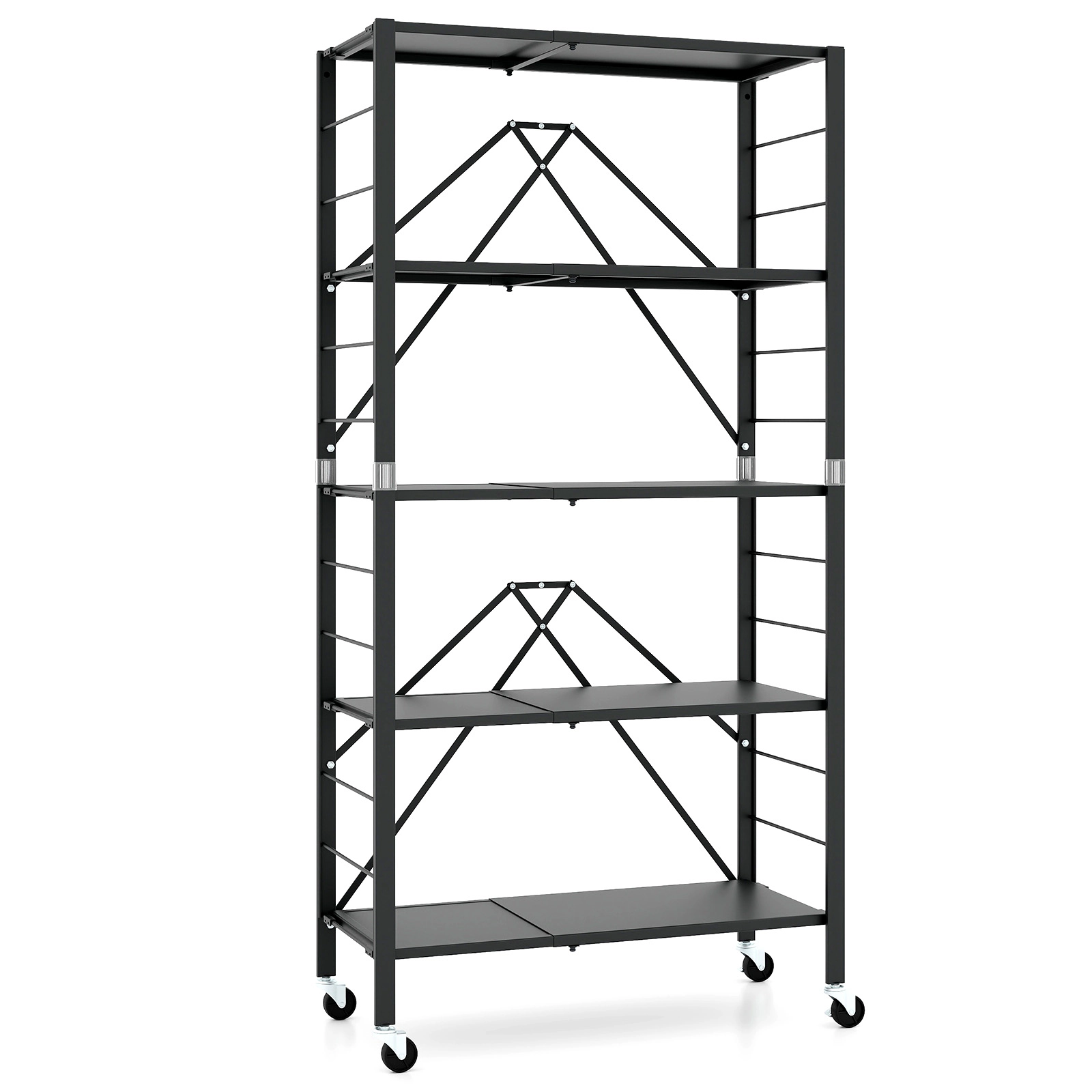 Hivvago 5-Tier Foldable Storage Shelf with Wheels
