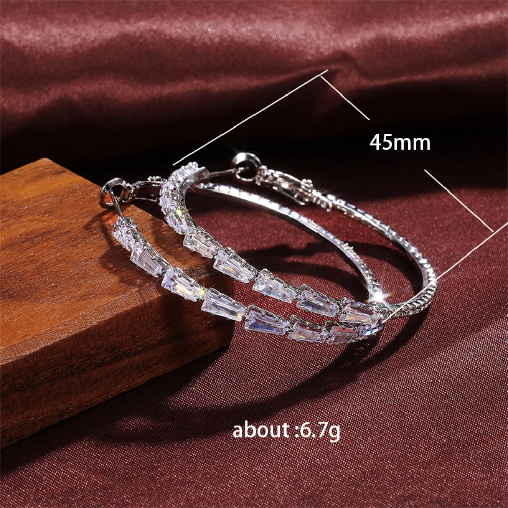 Full Pave Sparkling Cubic Zirconia Large Circle Hoop Earrings for Women