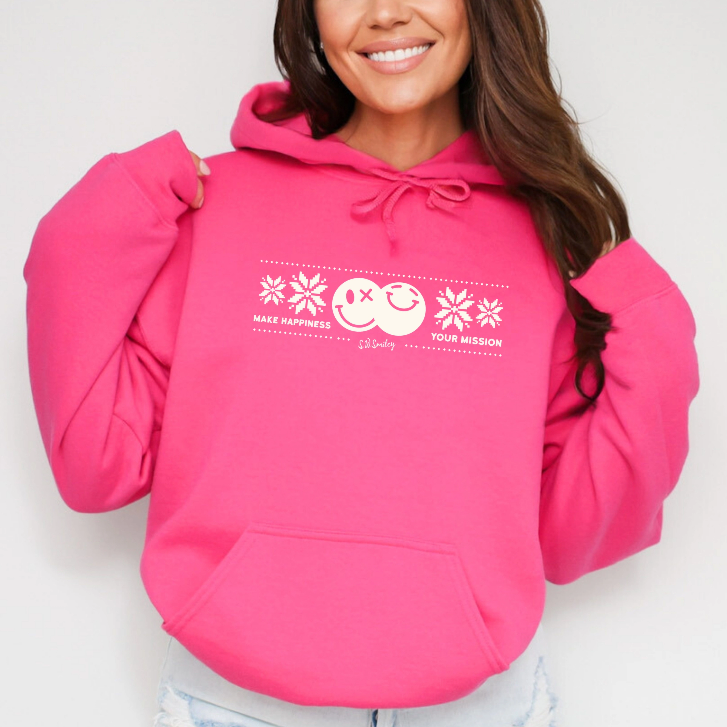 Simply Sage Market - Women's Graphic Hoodie S.W.Smiley Make Happiness Your Mission Cream
