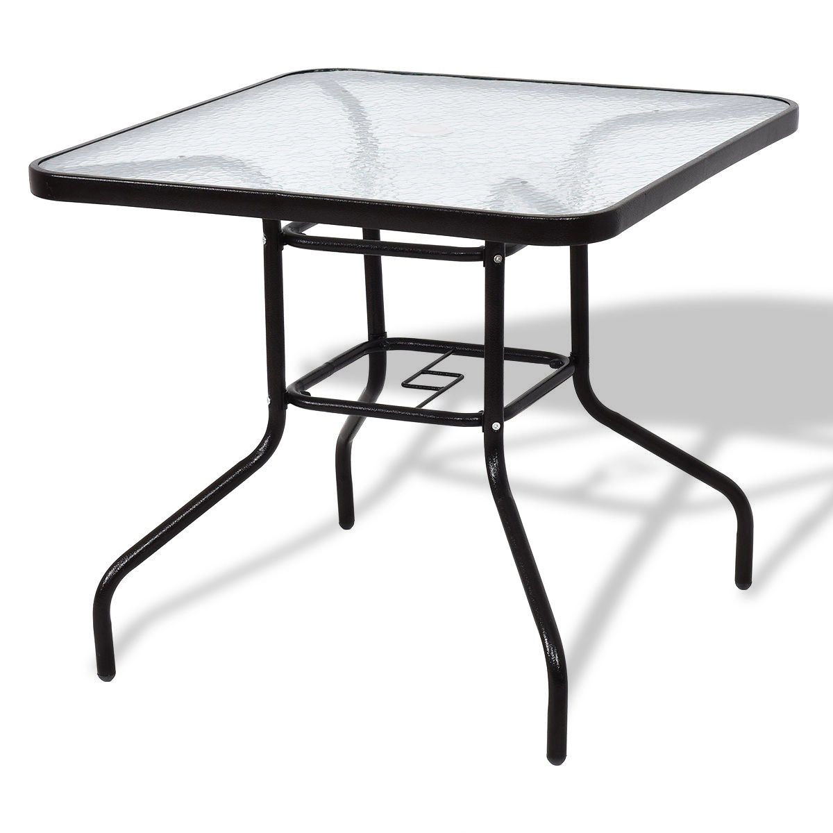SlickBlue Square Glass Side Table with Metal Frame for Living Room