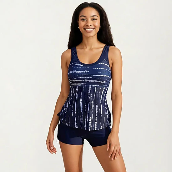 Anna-Kaci Women's Printed Flared-Hem Tankini Set with Swim Shorts