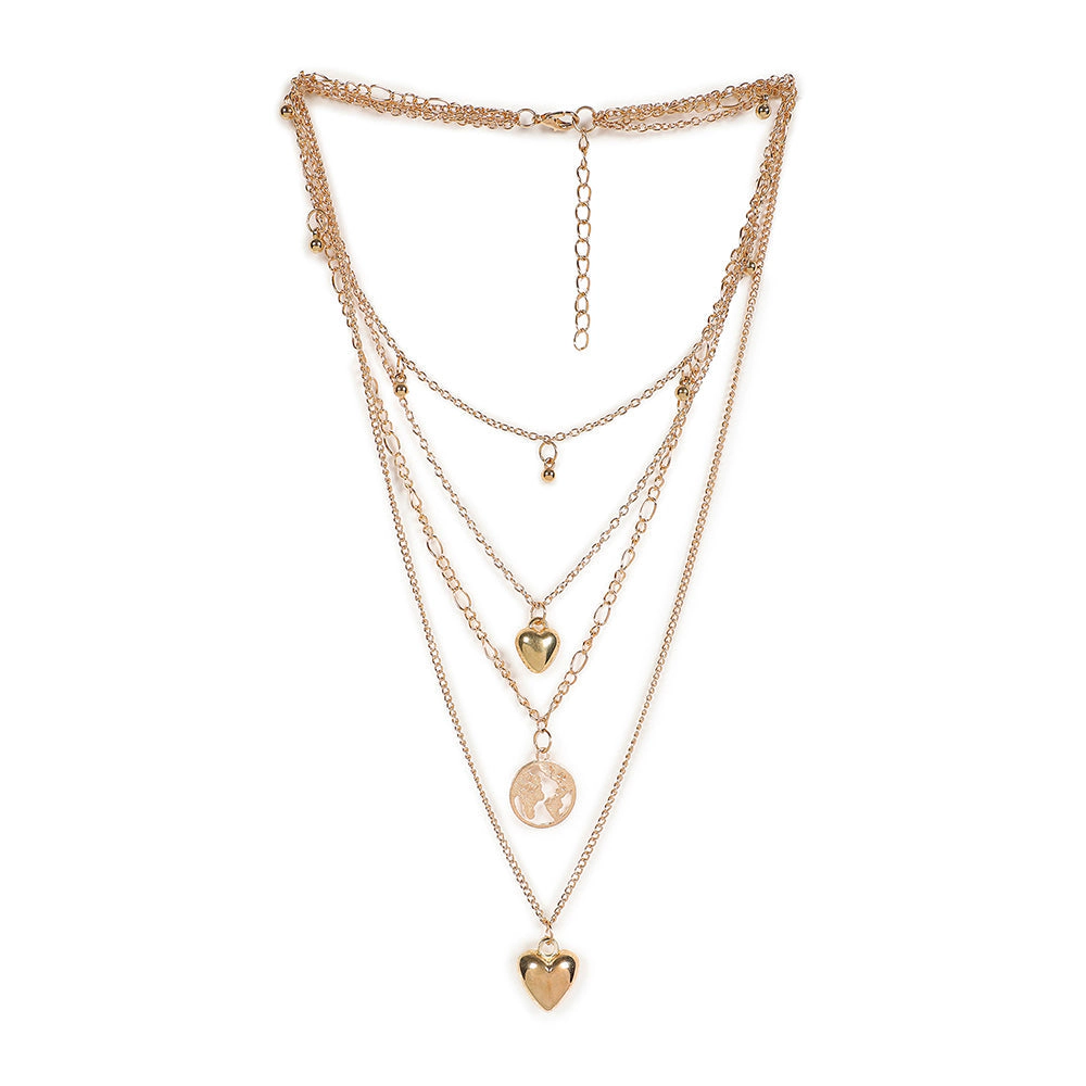 SOHI Women's Gold Heart Layered Necklace