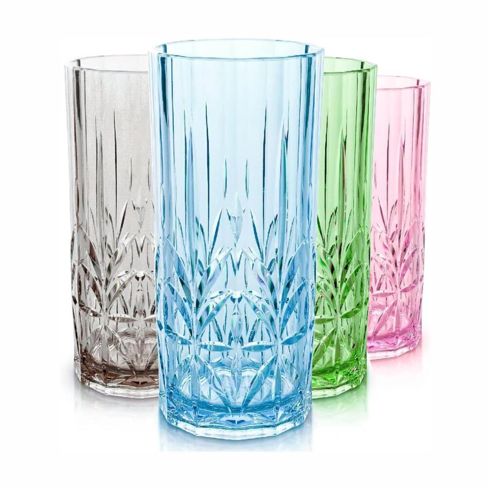 Toynee Starks Unisex Shatterproof Tritan 18oz Tall Tumbler Set of 4 Unbreakable Drinking Glasses