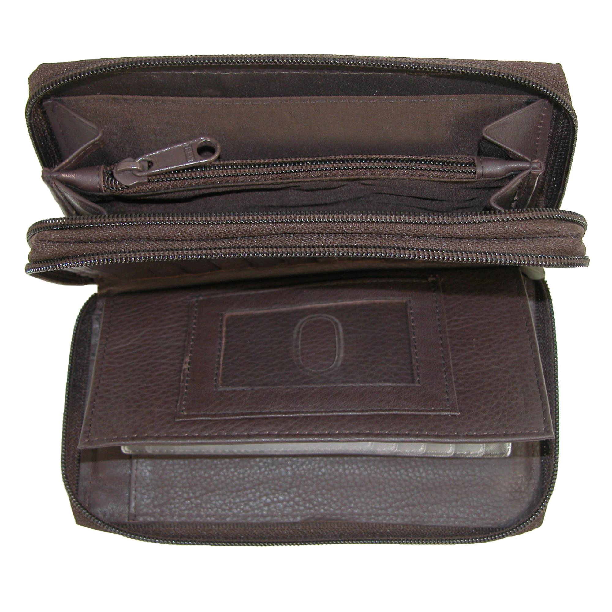 Paul & Taylor Leather Double Zippered Checkbook Cover Wallet