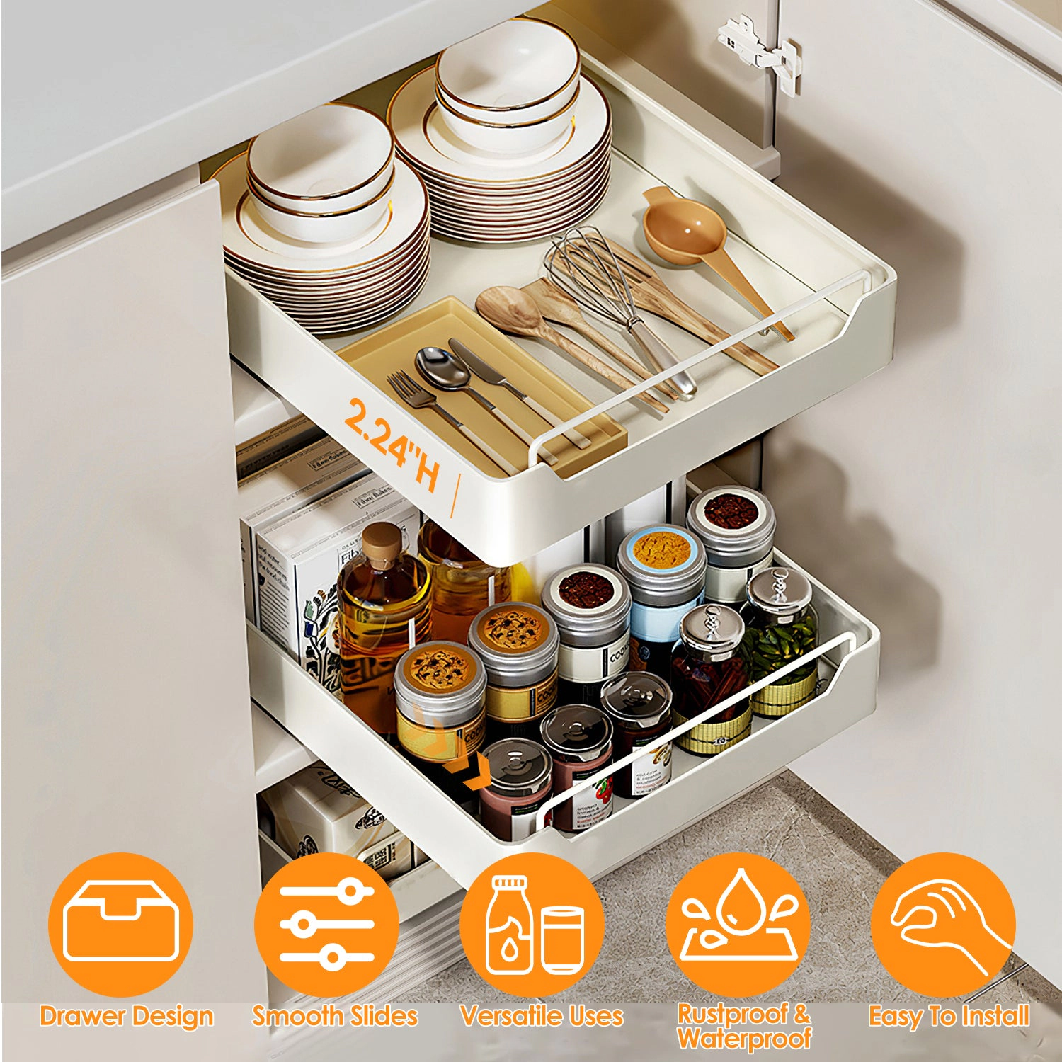 GBruno Carbon Steel Pull-Out Cabinet Organizer Drawer