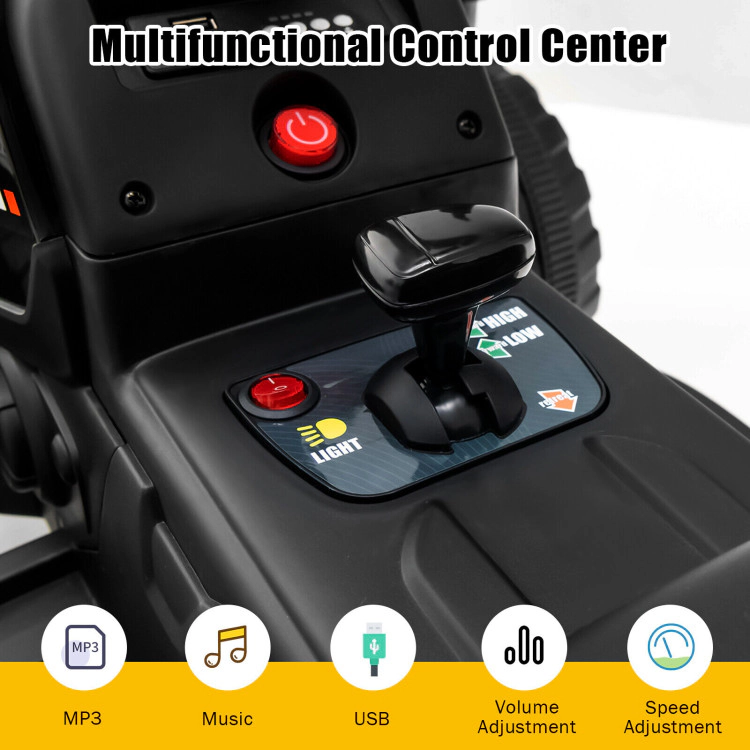 Hivvago 12V Ride on Tractor with 3-Gear-Shift Ground Loader for Kids 3+ Years Old