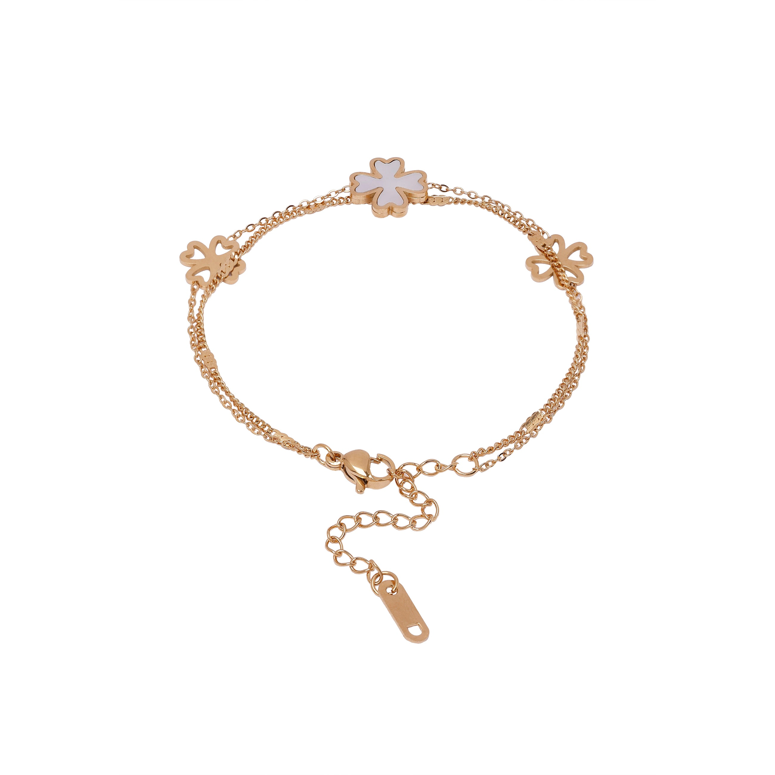 AGP PARIS Womens Diva Double Layered Floral Chain Bracelet