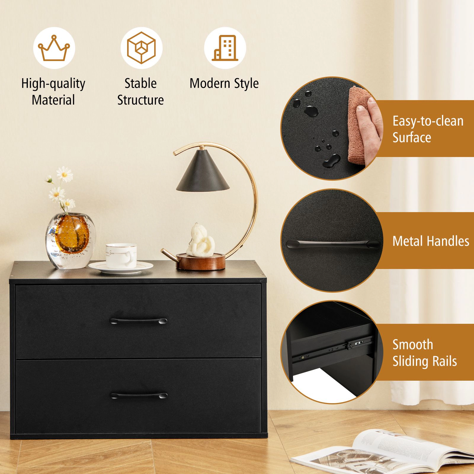 SlickBlue 2 Drawer Storage Organizer Cabinet with Stackable Design