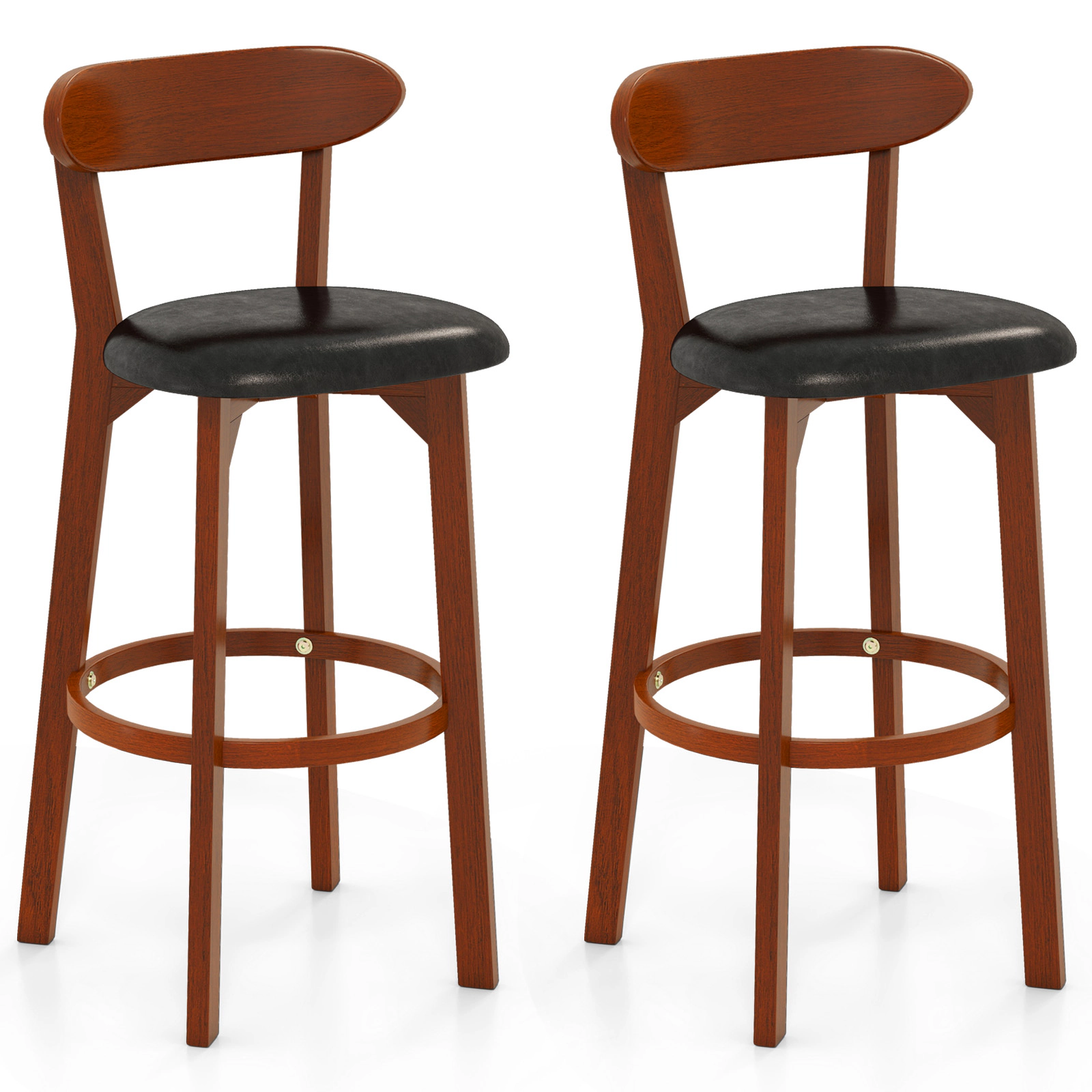 SUGIFT Set of 2 Modern Armless Upholstered Cushioned Seat Island Dining Chairs 275-lb Capacity Walnut Black