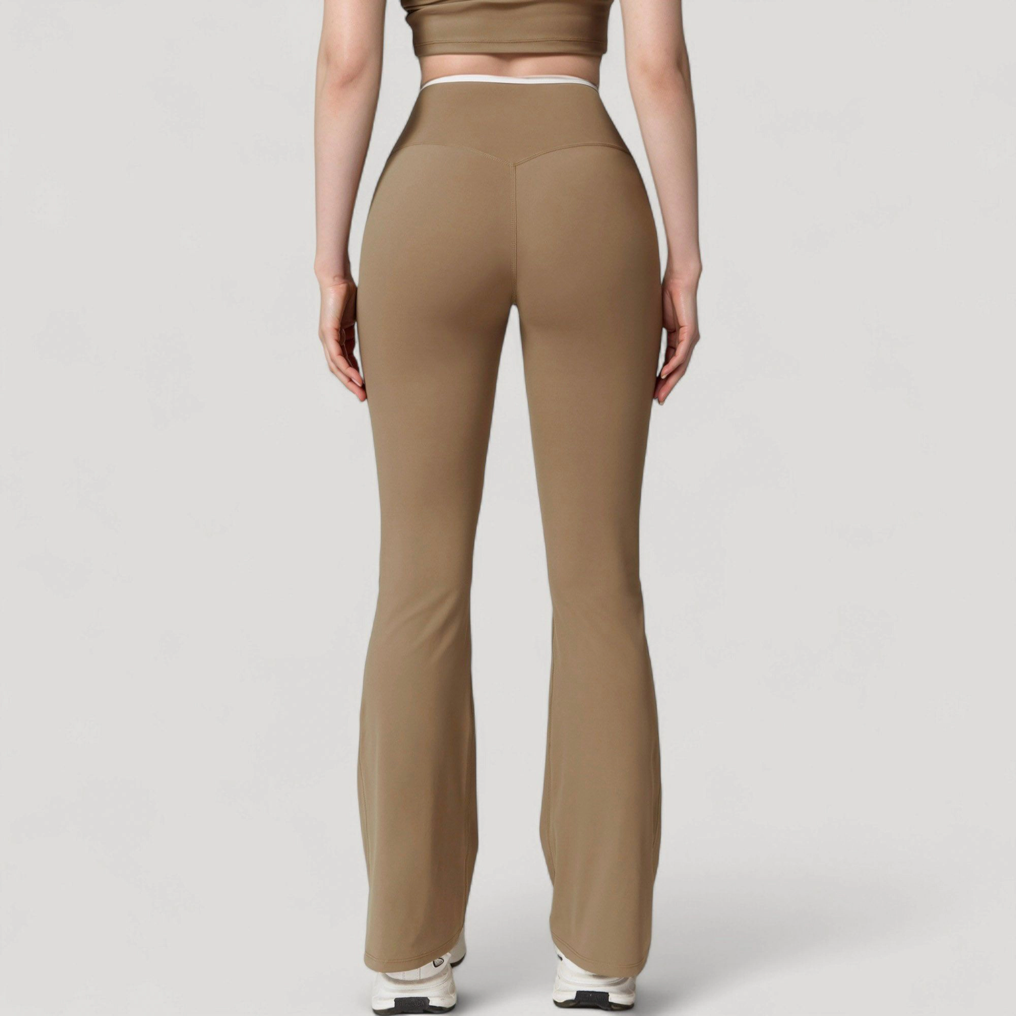 Anna-Kaci Women's Flare Leg Yoga Pants with Crossover High Waistband and Four-Way Stretch Fabric