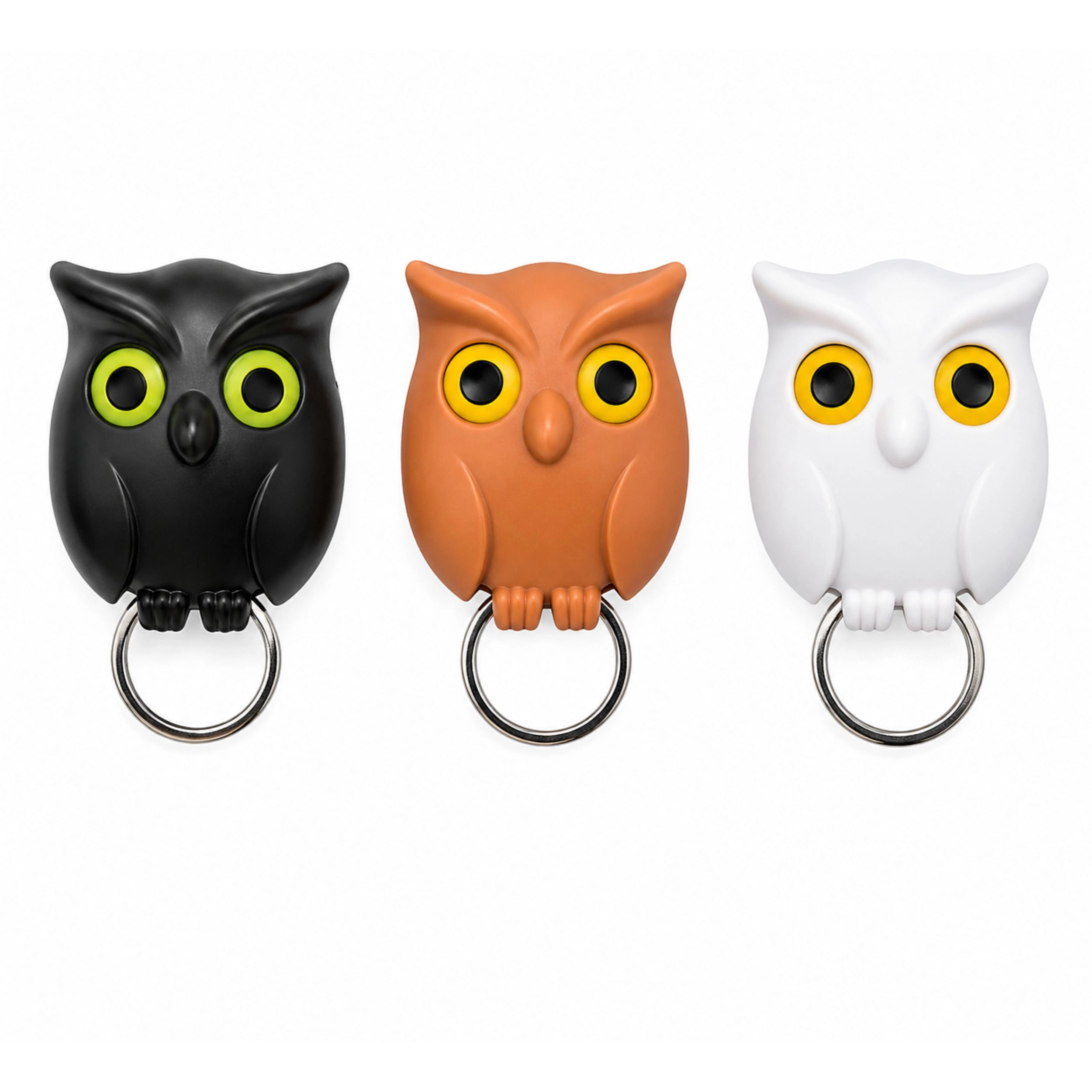 Home Collection Pack of 3 Owl Key Hanger Hooks Auto Open Close Eyes Wall Key Holder