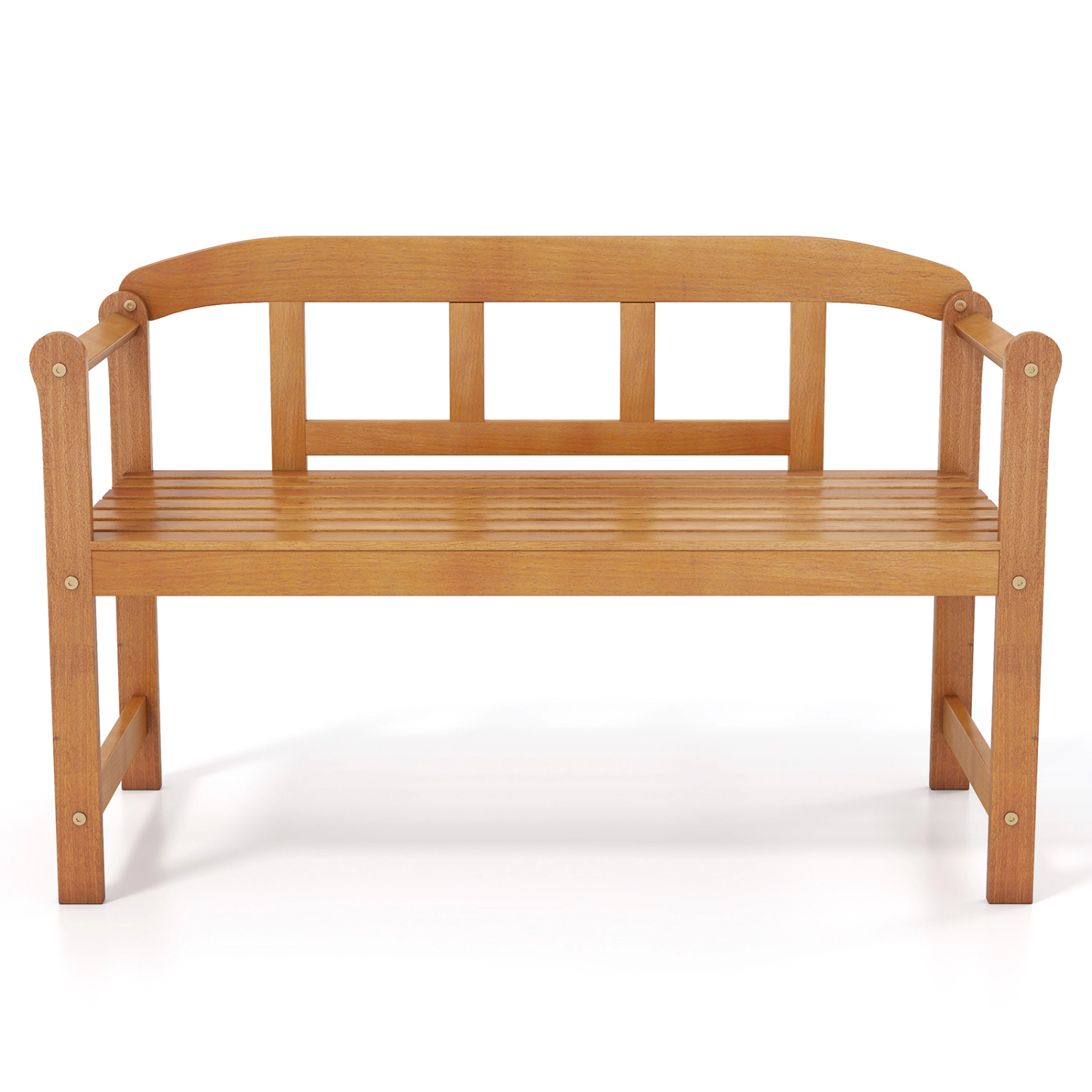 LJG 2-Seater Outdoor Acacia Wood Garden Bench with Backrest & Armrests