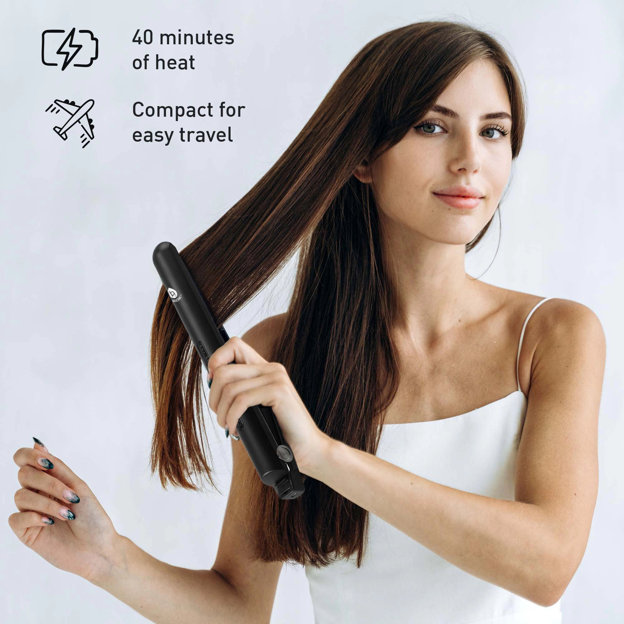 Pursonic Women's Style-on-the-Go Bundle – Cordless Hair Straightener & One Step Volumizer Brush for Sleek, Voluminous Hair Anytime, Anywhere