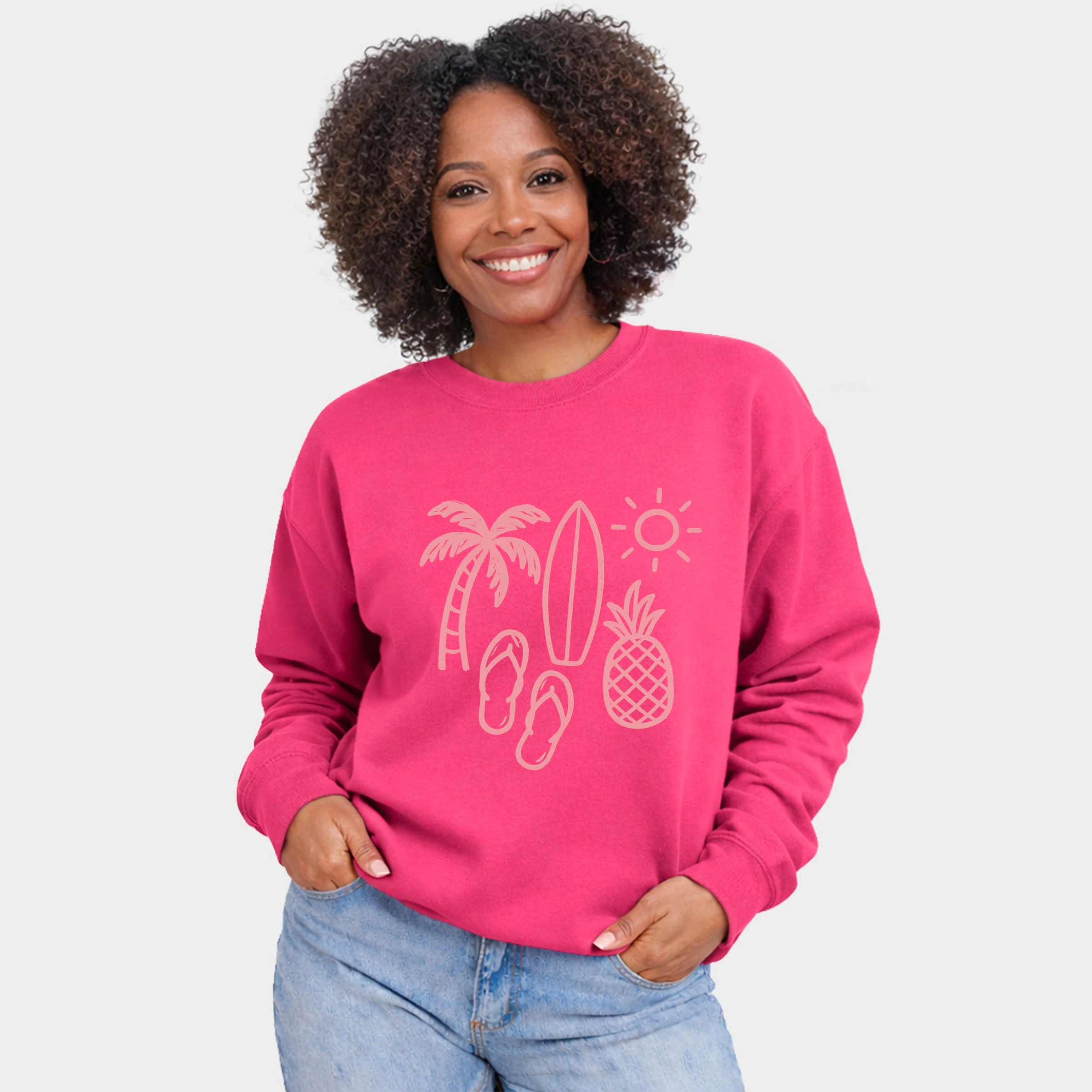 Simply Sage Market - Beach Elements Outline  Women's Graphic Sweatshirt