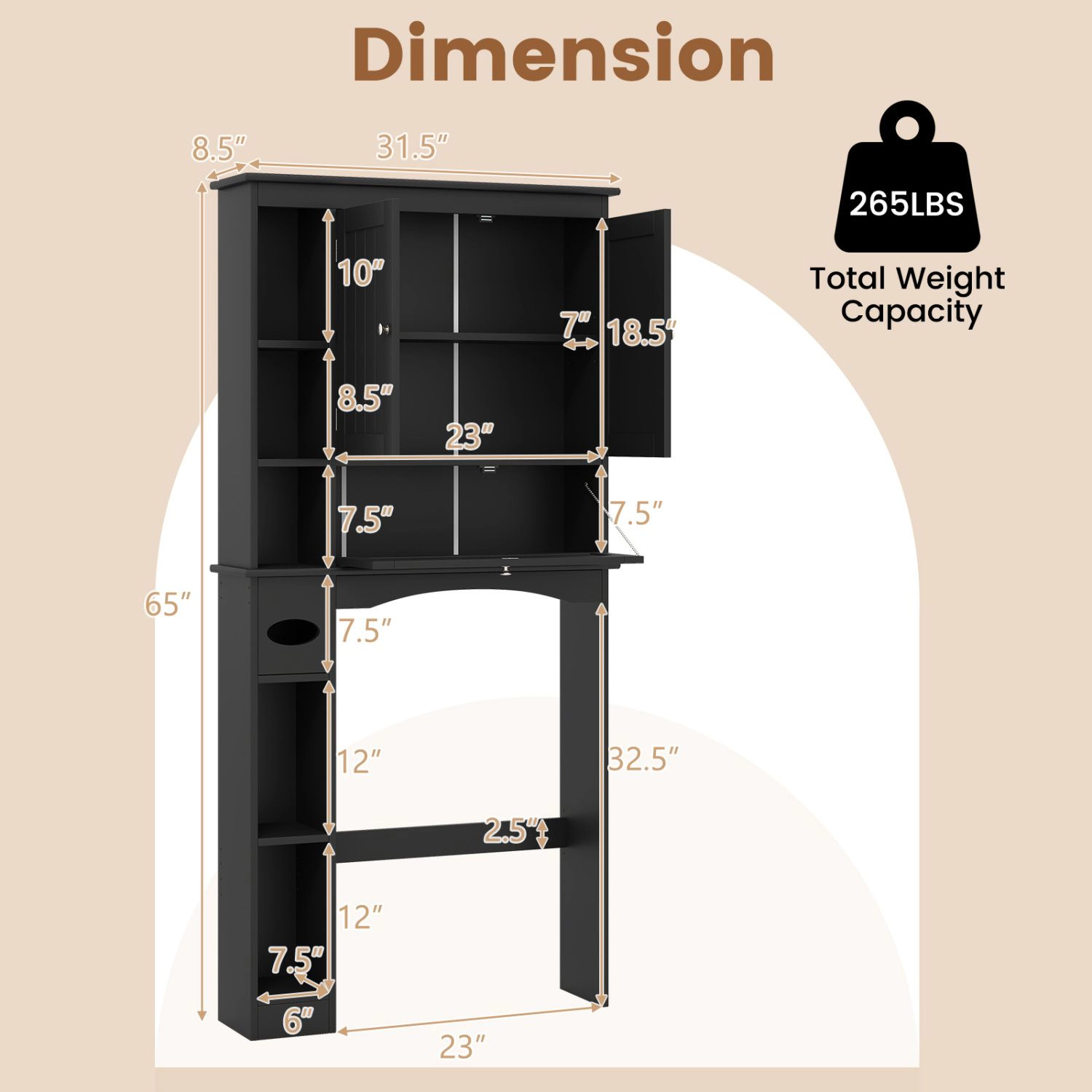 SlickBlue Bathroom Space Saver Organizer with Cabinet and Open Shelves