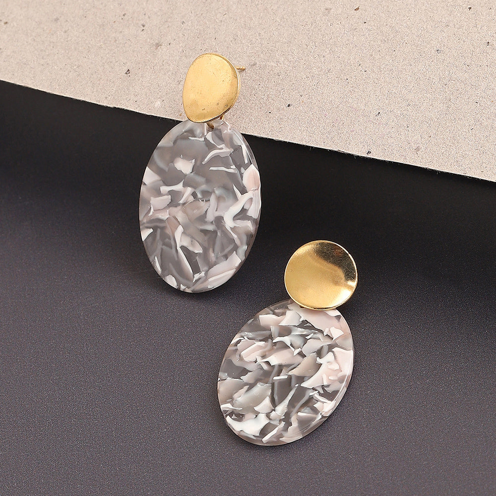 SOHI Women's Red Marble Drop Earrings