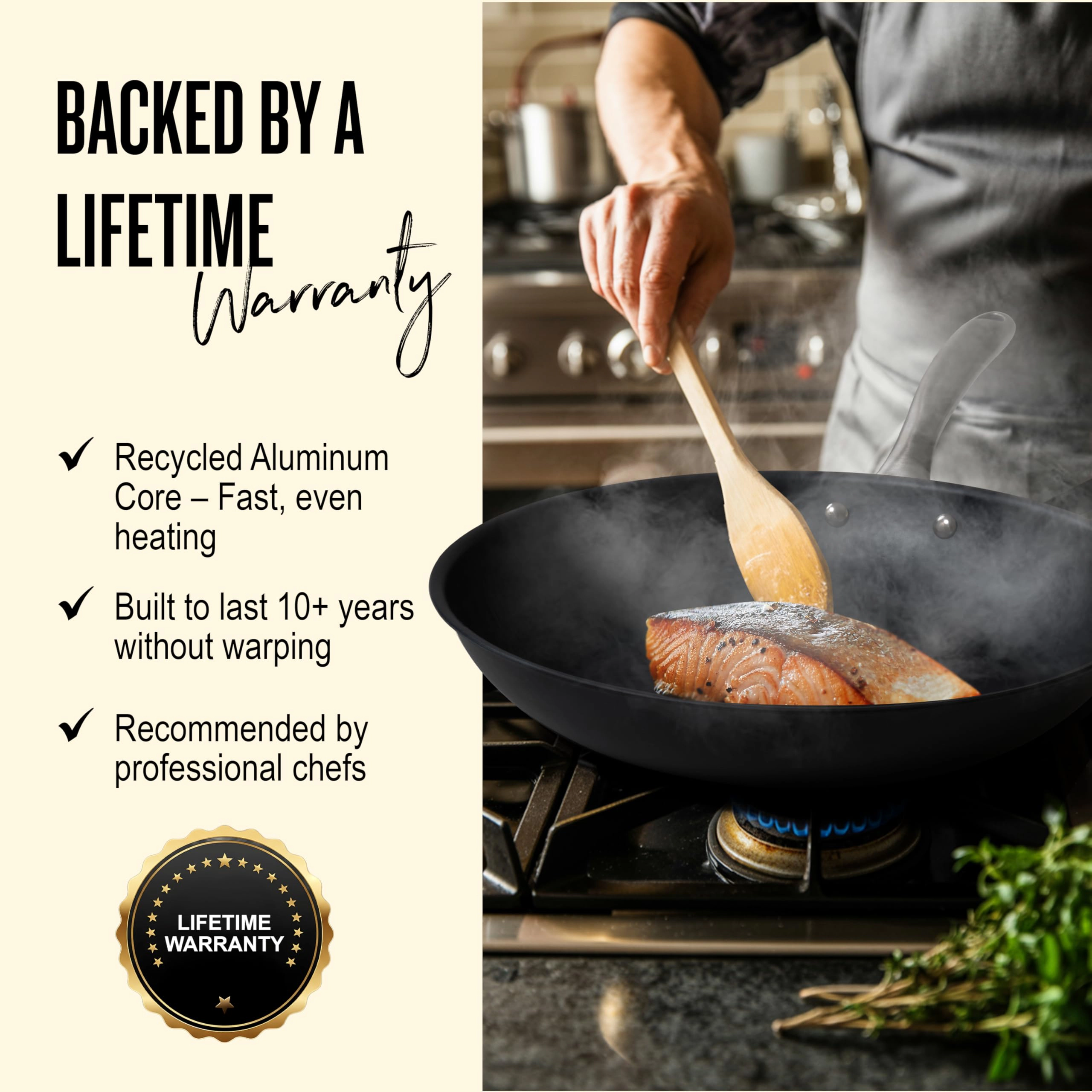 Alva Black Angus Carbon Steel Frying Pan - Naturally Seasoned, Induction Compatible