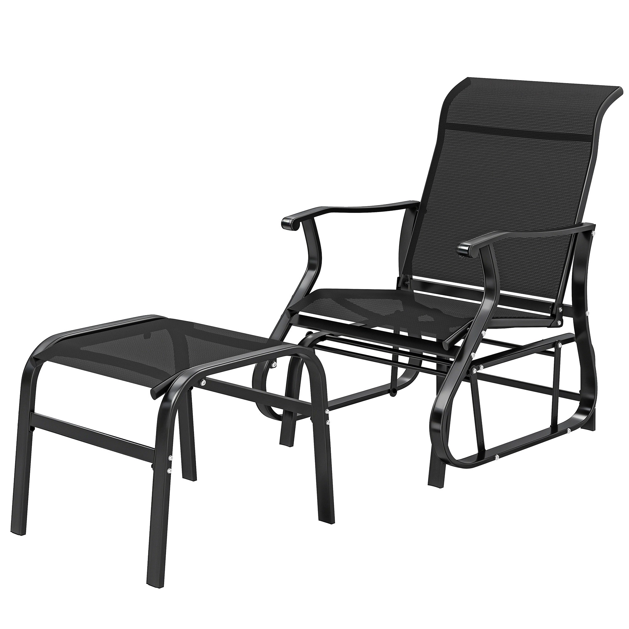 HONGGE Outdoor Glider with Ottoman Patio Chair Set High Back Wide Seat for Porch Garden Backyard