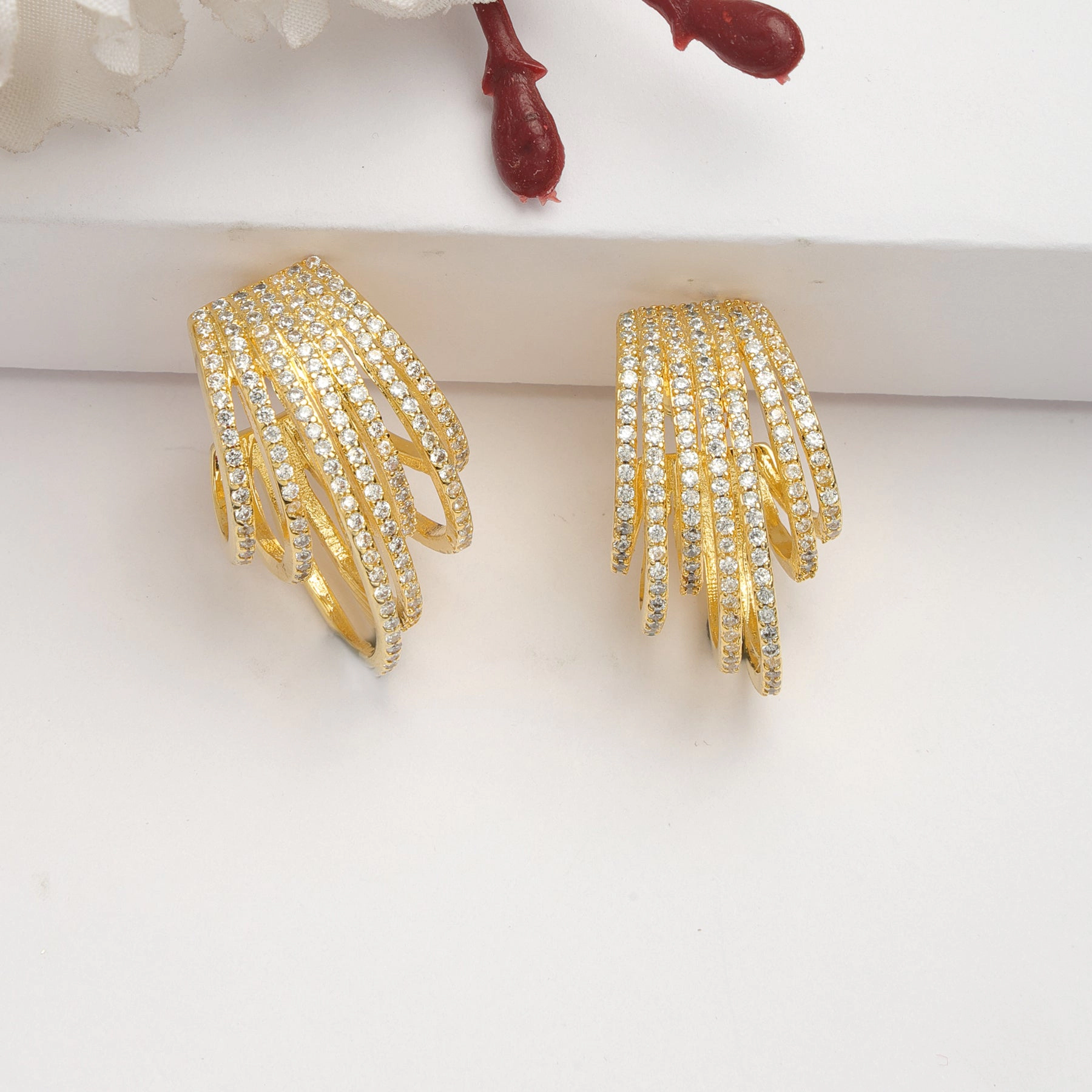 AGP PARIS Womens Diva Cubic Zirconia Fringe Hoop Earrings