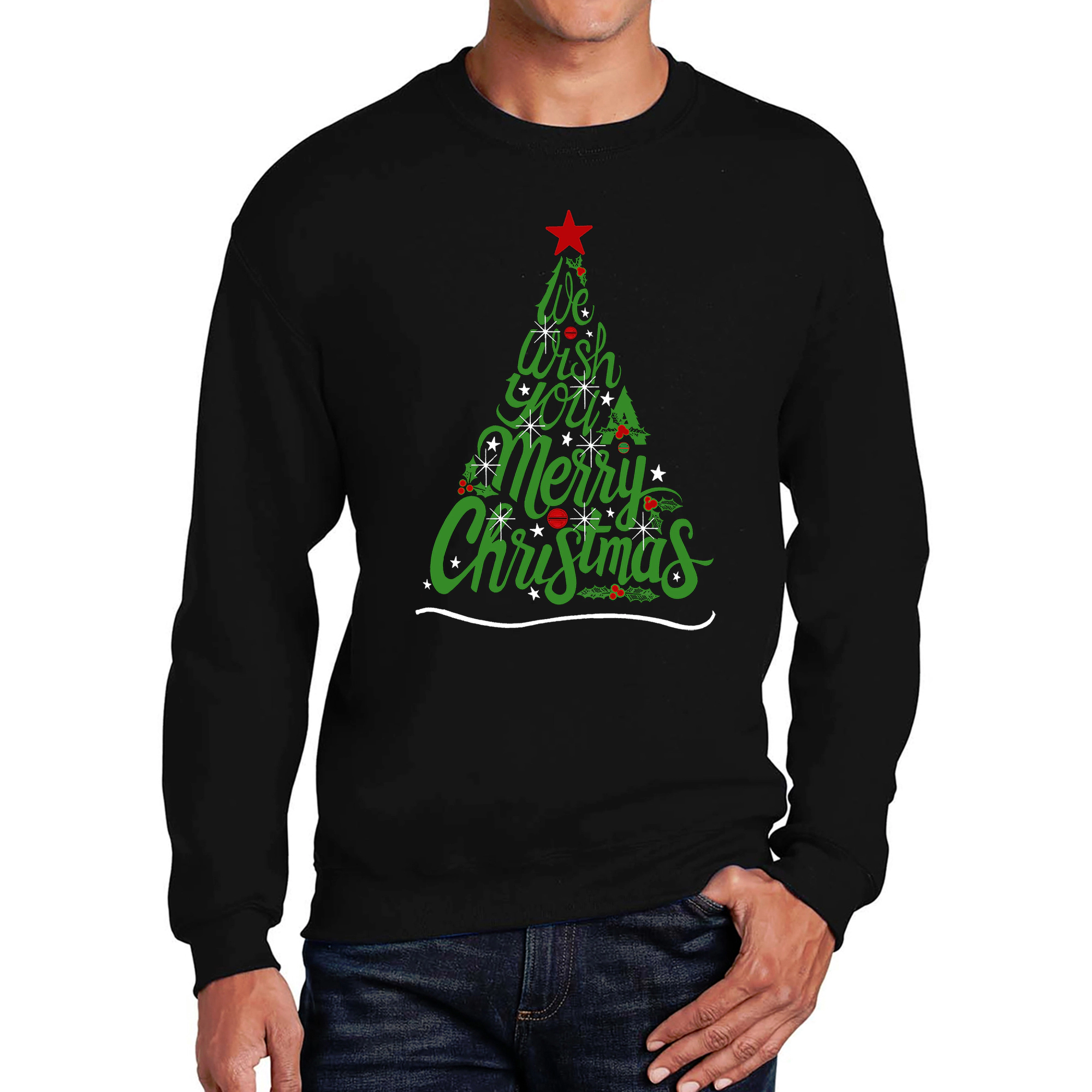 LA Pop Art We Wish You A Merry Christmas - Men's Word Crew Sweatshirt