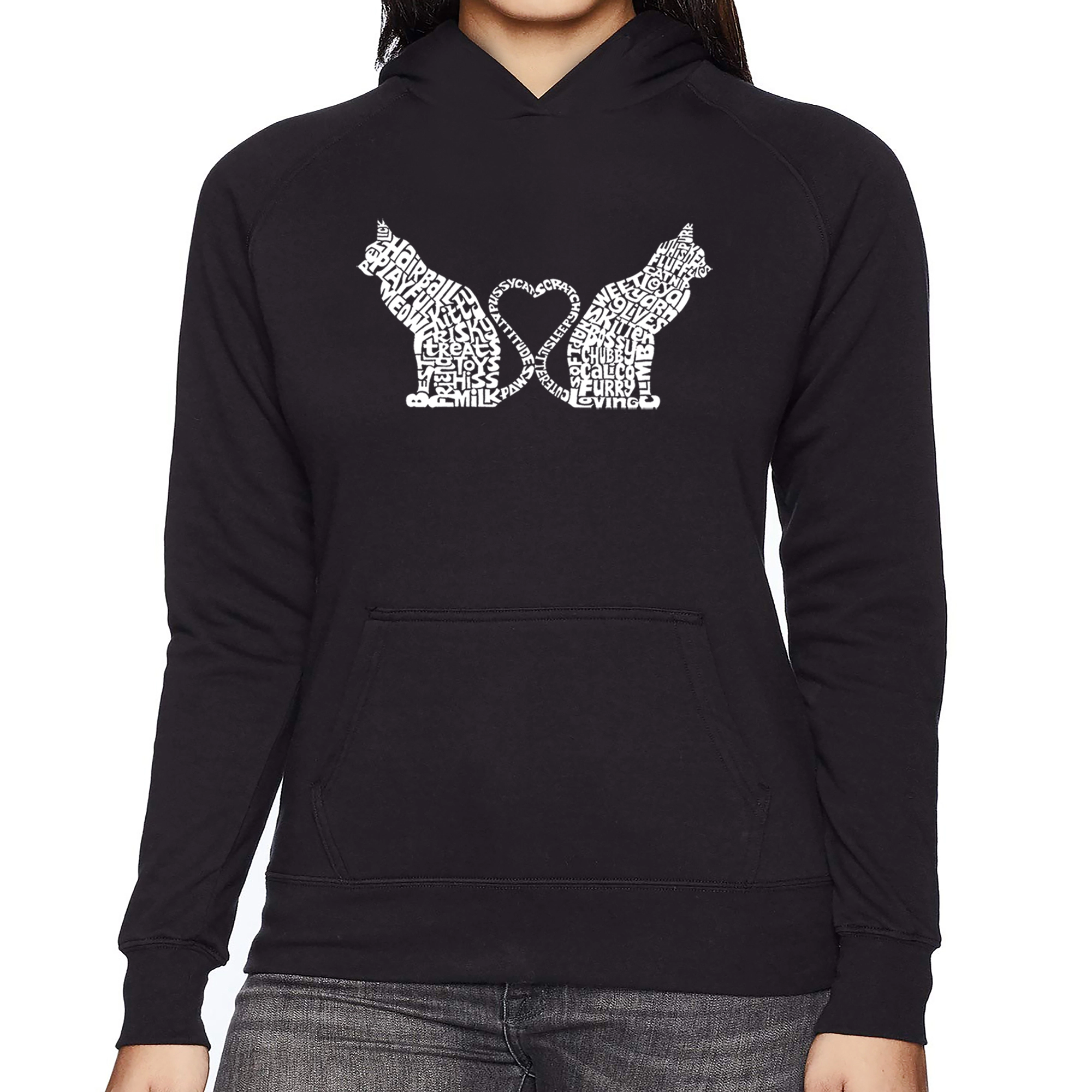 LA Pop Art Cat Tail Hearts - Women's Word Hooded Sweatshirt