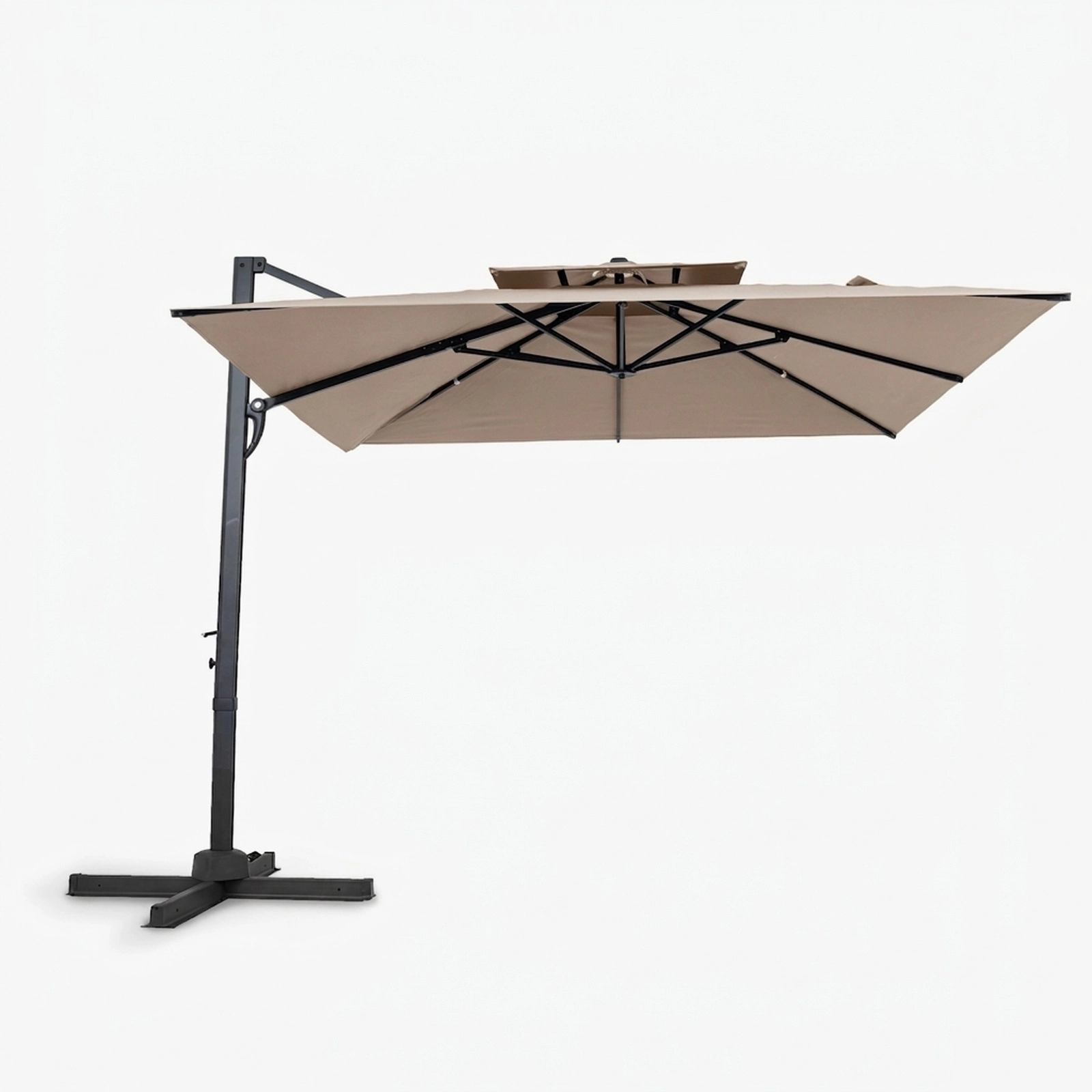 SUGIFT 10 ft Cantilever Patio Umbrella with 9 Height and Foot Pedal Rotation