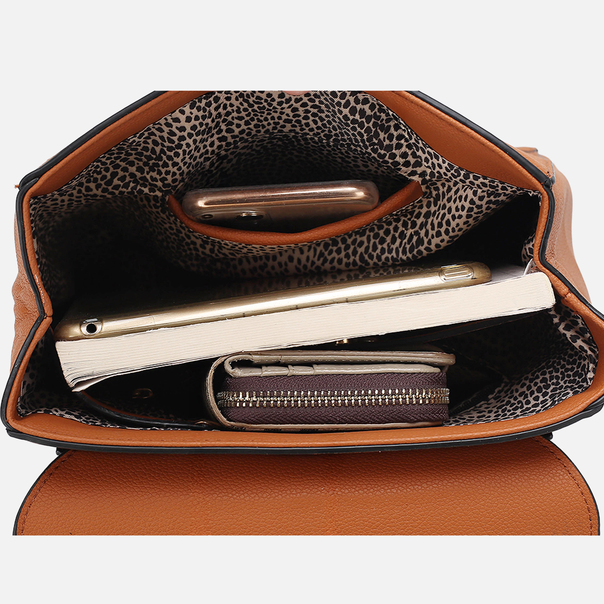 Mia K Collection Sansa Vegan Leather Backpack Purse, Gold Hardware