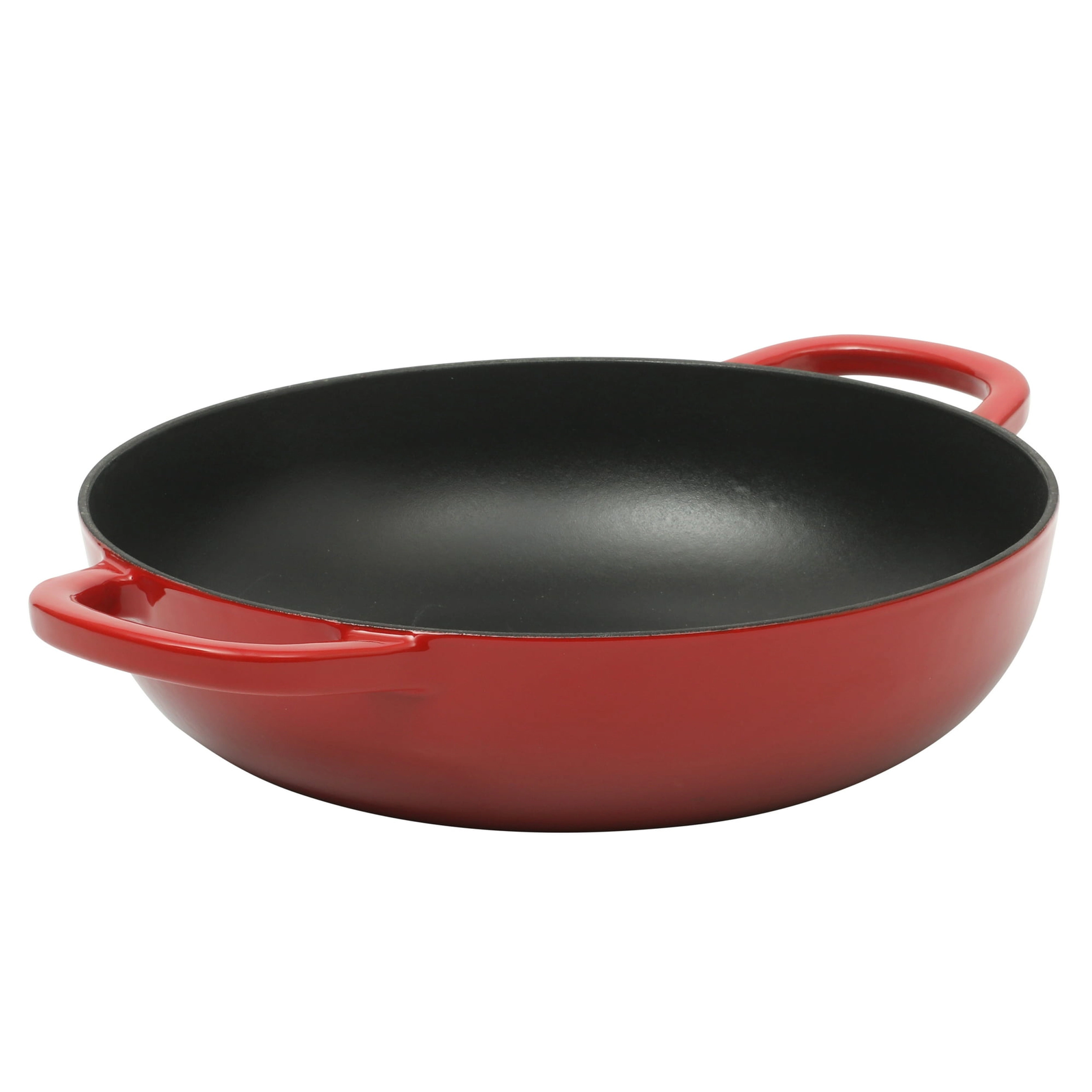 Crock Pot 5 Quart Enameled Cast Iron Multi-Use Everday Pan With Borosilicate Lid in Red