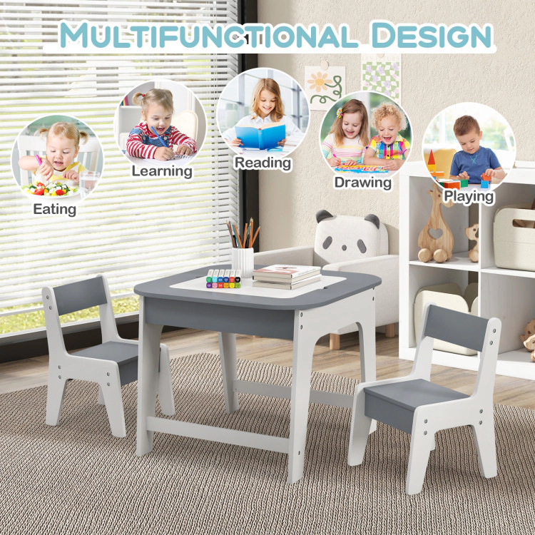 Hivvago Kid'S Table And Chairs Set With Double-Sized Tabletop