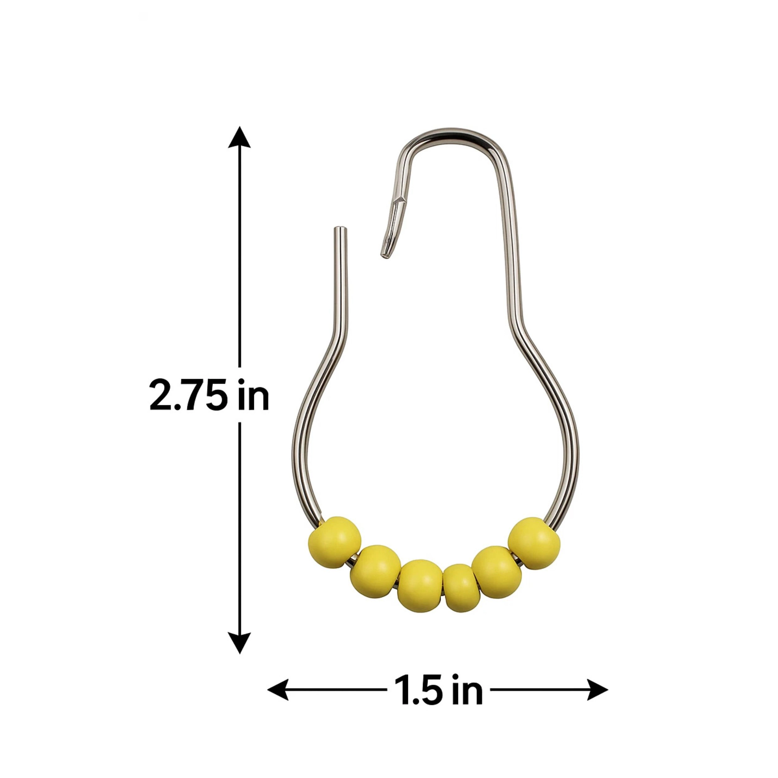 Home Collection Pack of 12 Yellow Roller Ball Shower Curtain Hooks