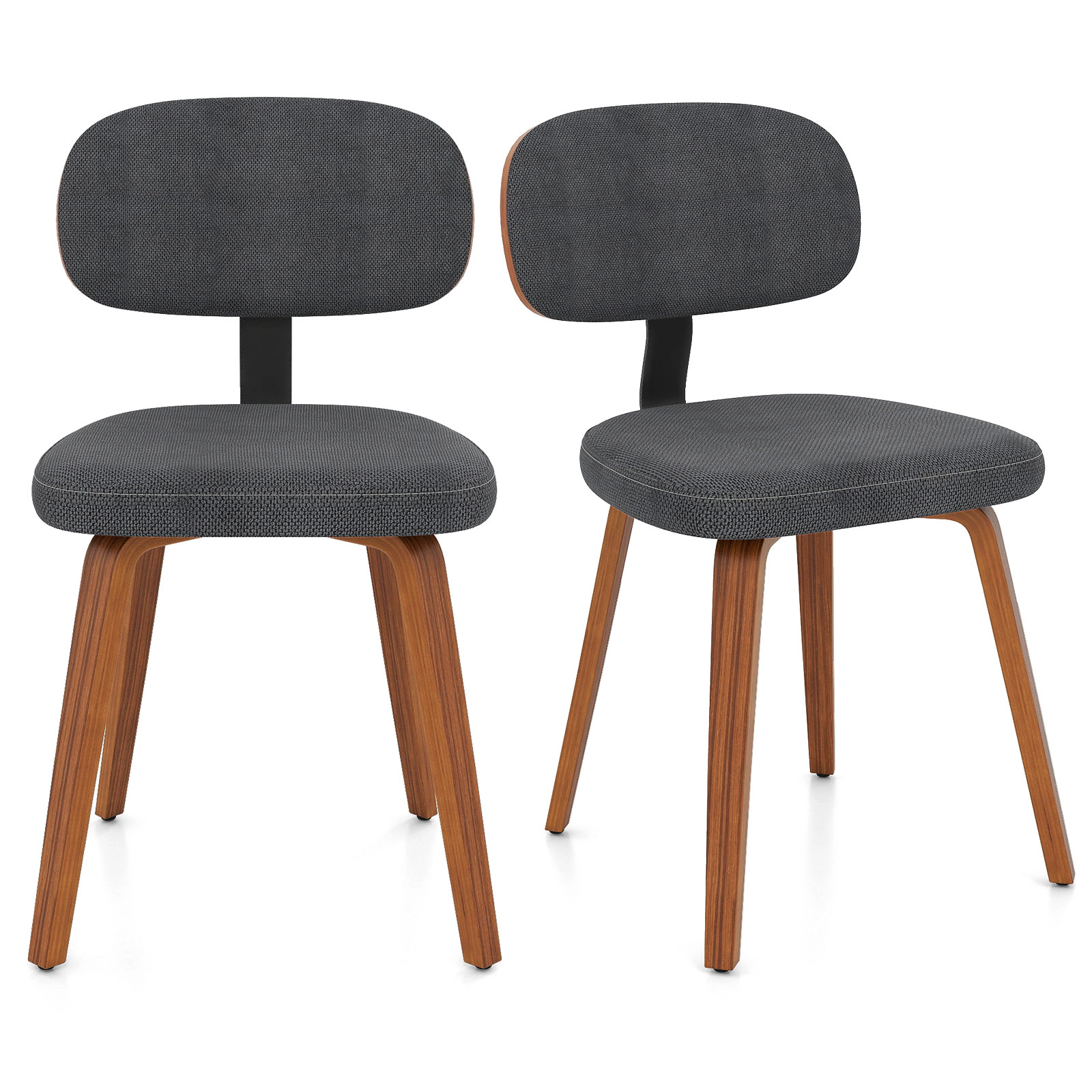SUGIFT Chenille Fabric Upholstered Wooden Dining Chairs Set of 2 330-Lb Capacity Dark Gray