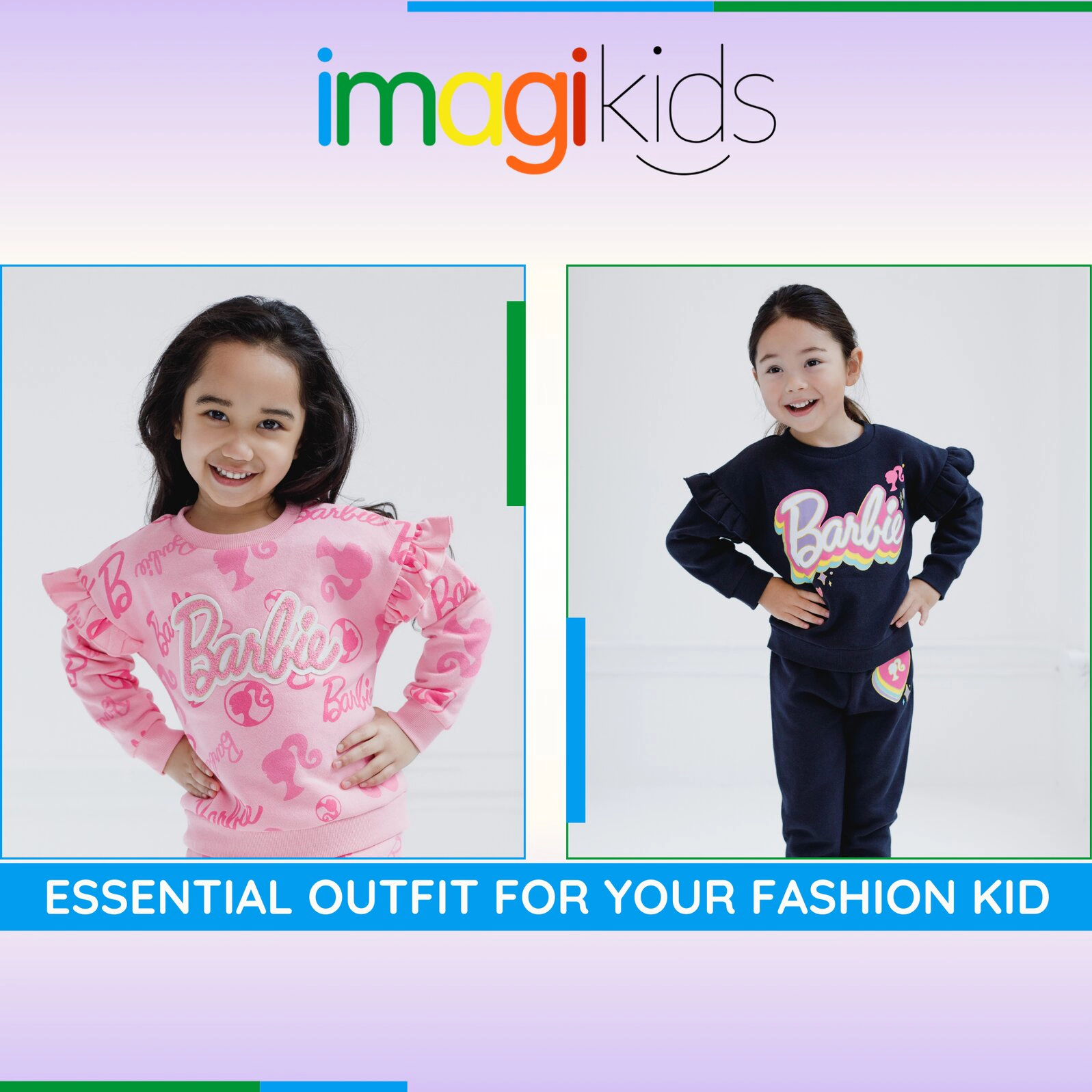 Barbie Girls' 2-Piece Fleece Sweatshirt and Joggers Set