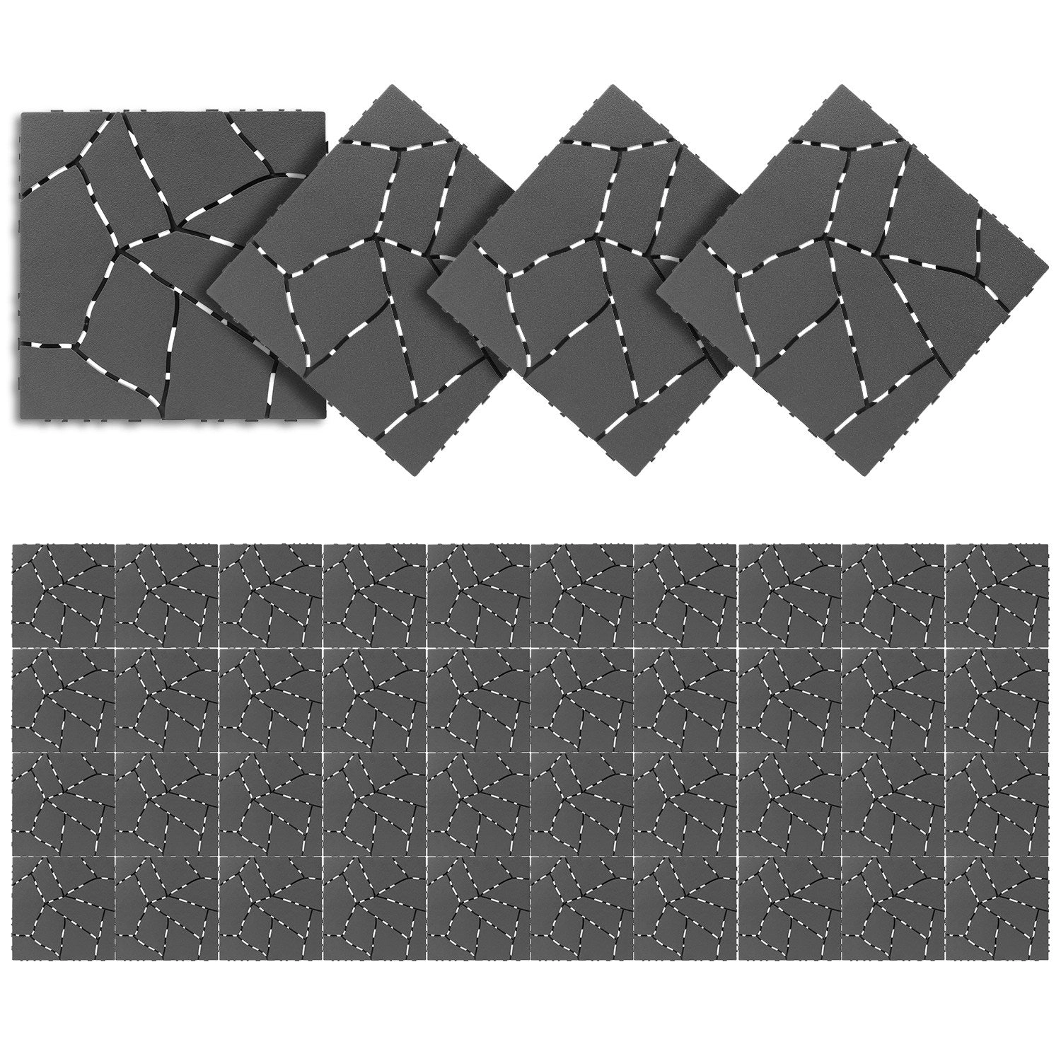 GBruno Stone Pattern Interlocking Patio Deck Tiles