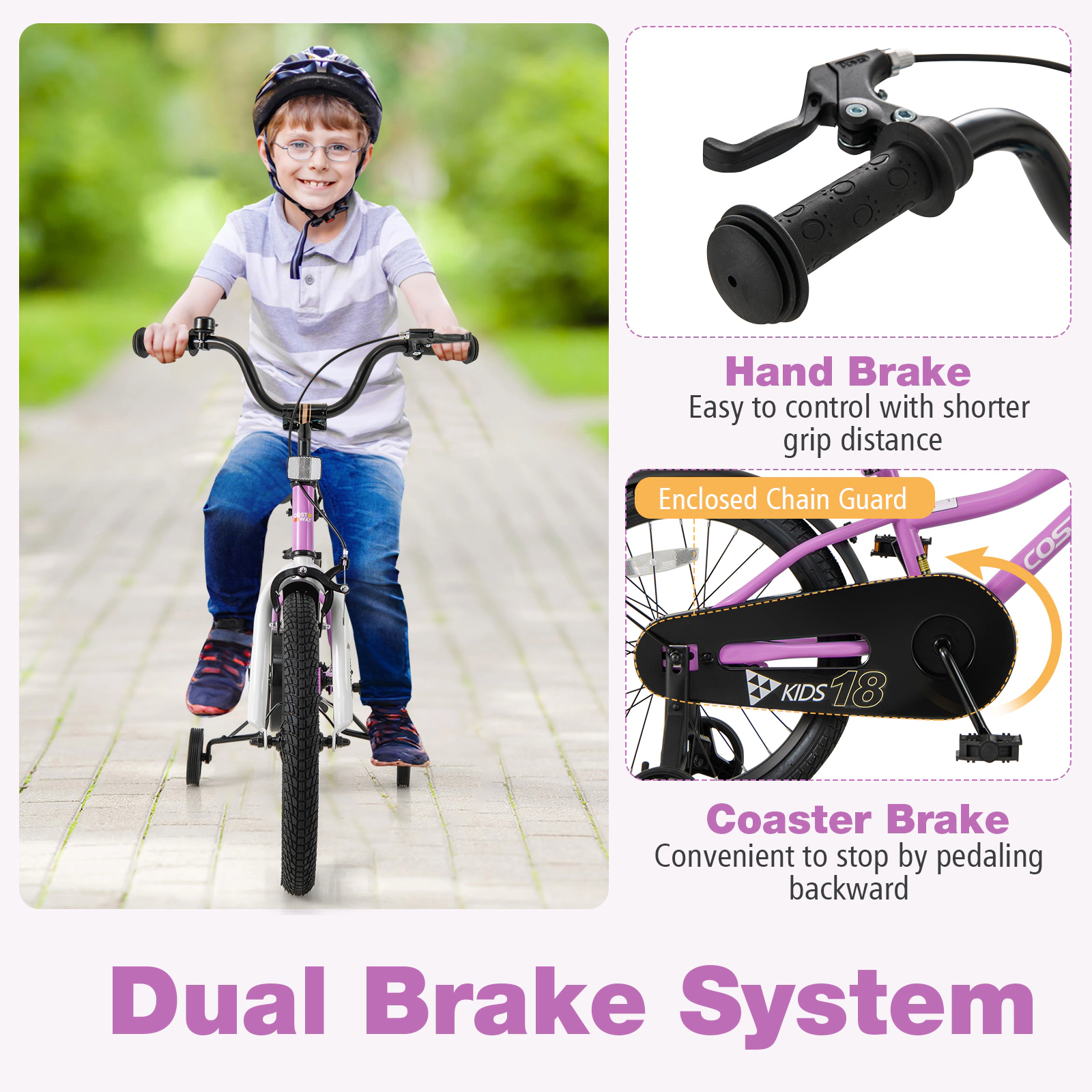 LJG Kids Bike Children Training Bicycle with 2 Brake