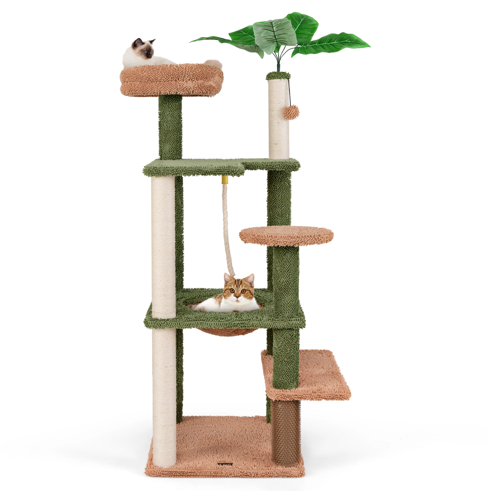 LJG Multilevel Cat Tree with Scratching Posts and Rope Plush Perch Toy Bed