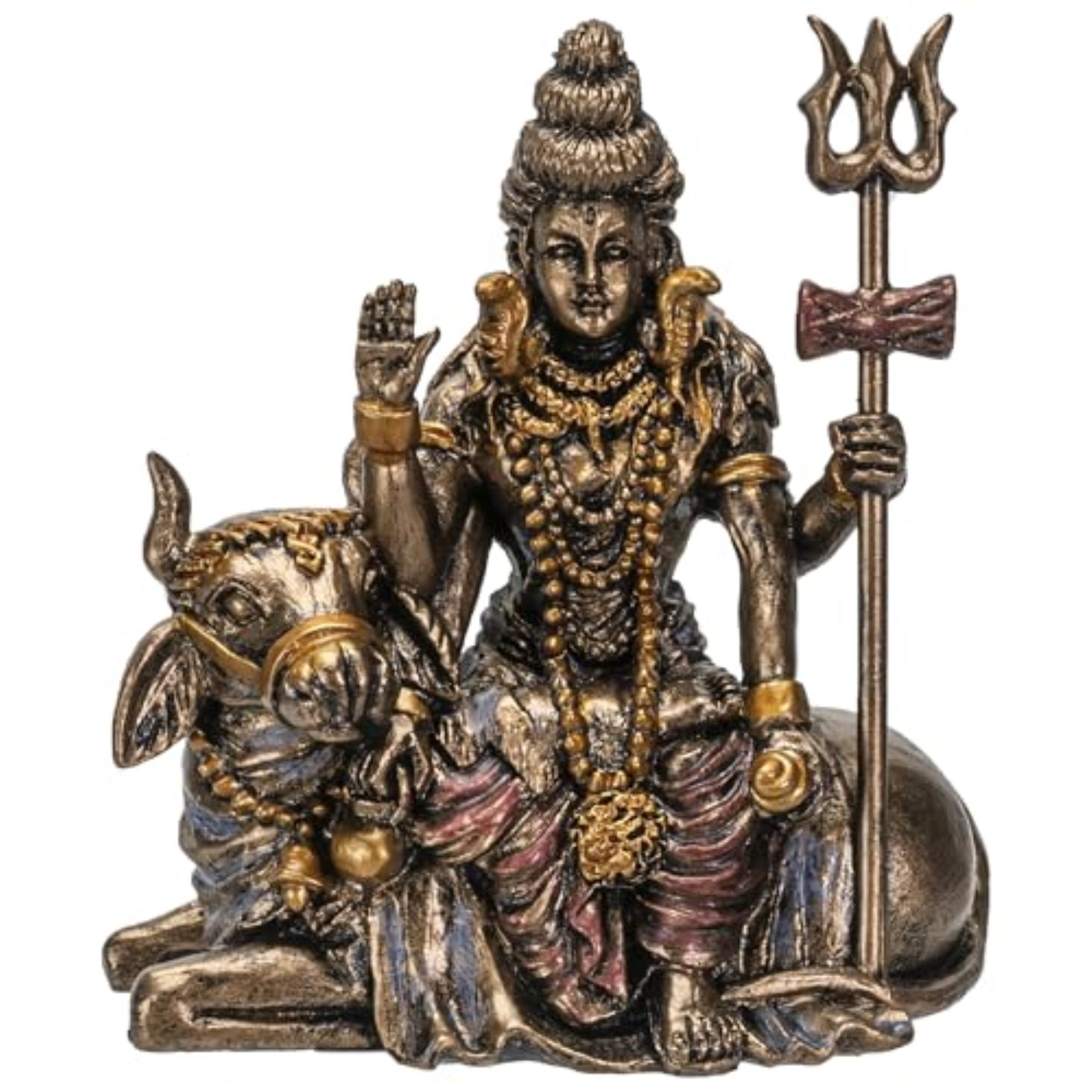 Pacific Giftware Hindu God Lord Shiva Miniature Statue Resin Gold Figurine 2.75 inch