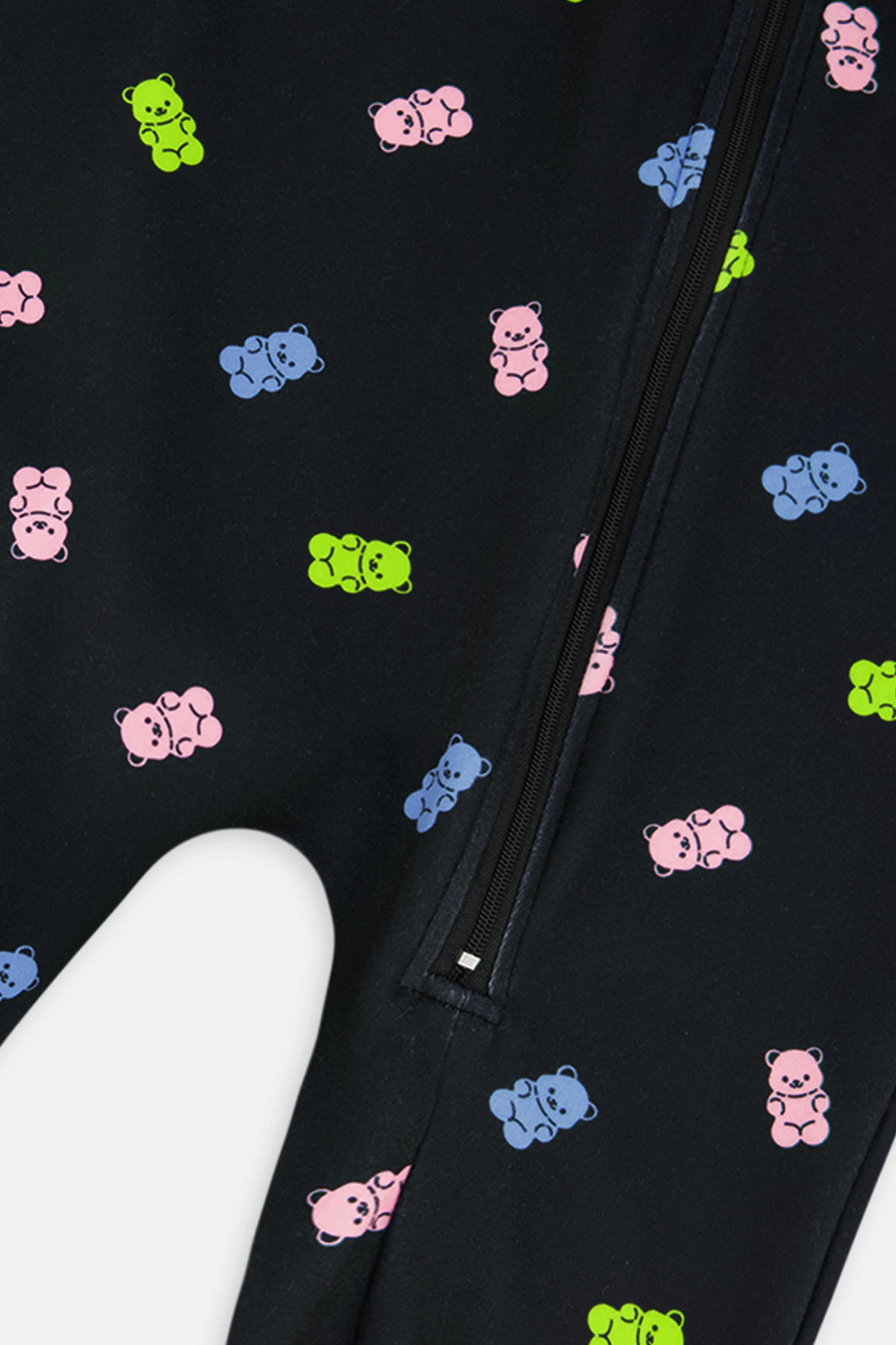 Deux par Girls One Piece Asymmetric Zip Thermal Underwear with Printed Gummy Bears