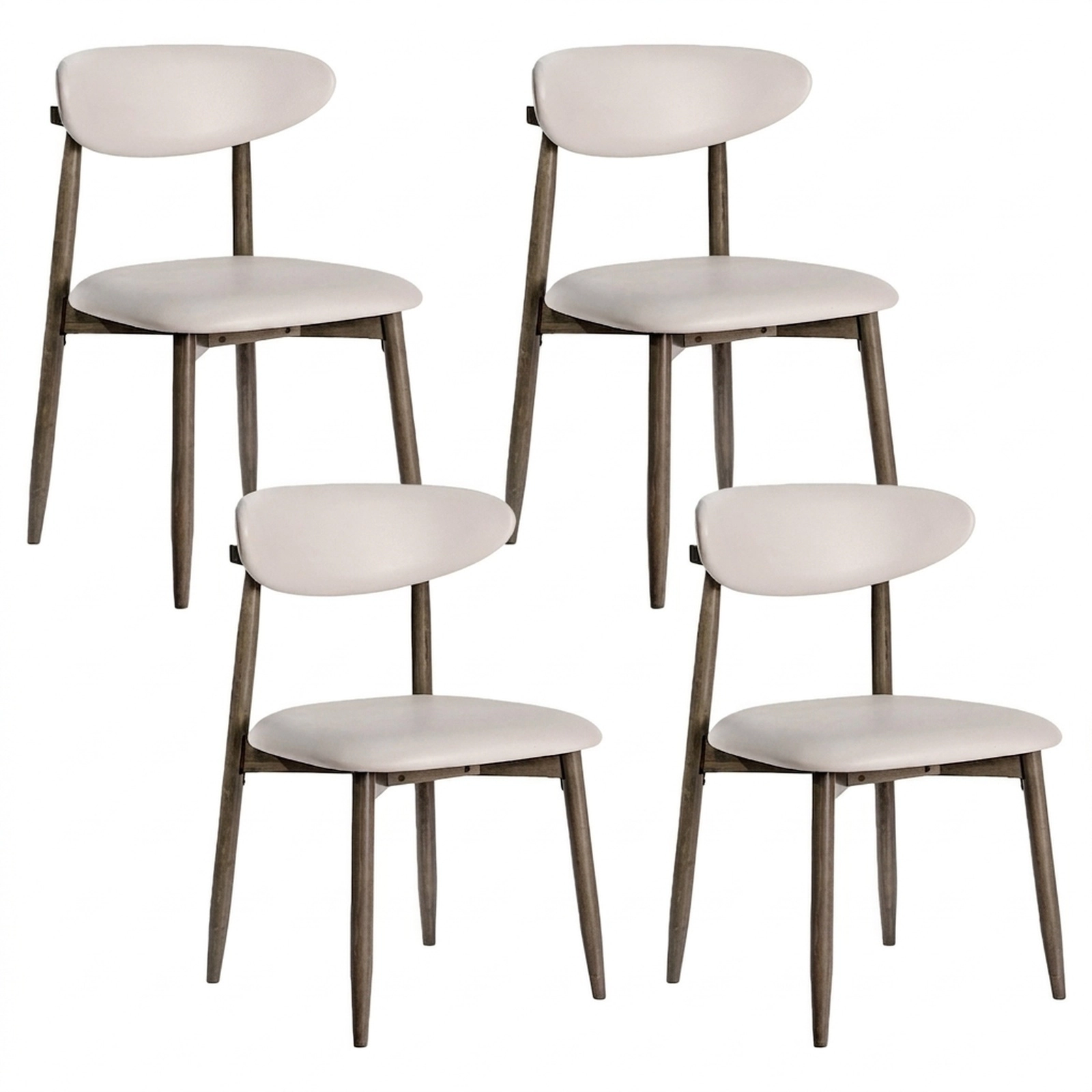 SUGIFT Set of 4 Wooden Modern Upholstered Dining Chairs with Curved Backrest 330-lb Capacity Beige Seat Wood Ash Frame