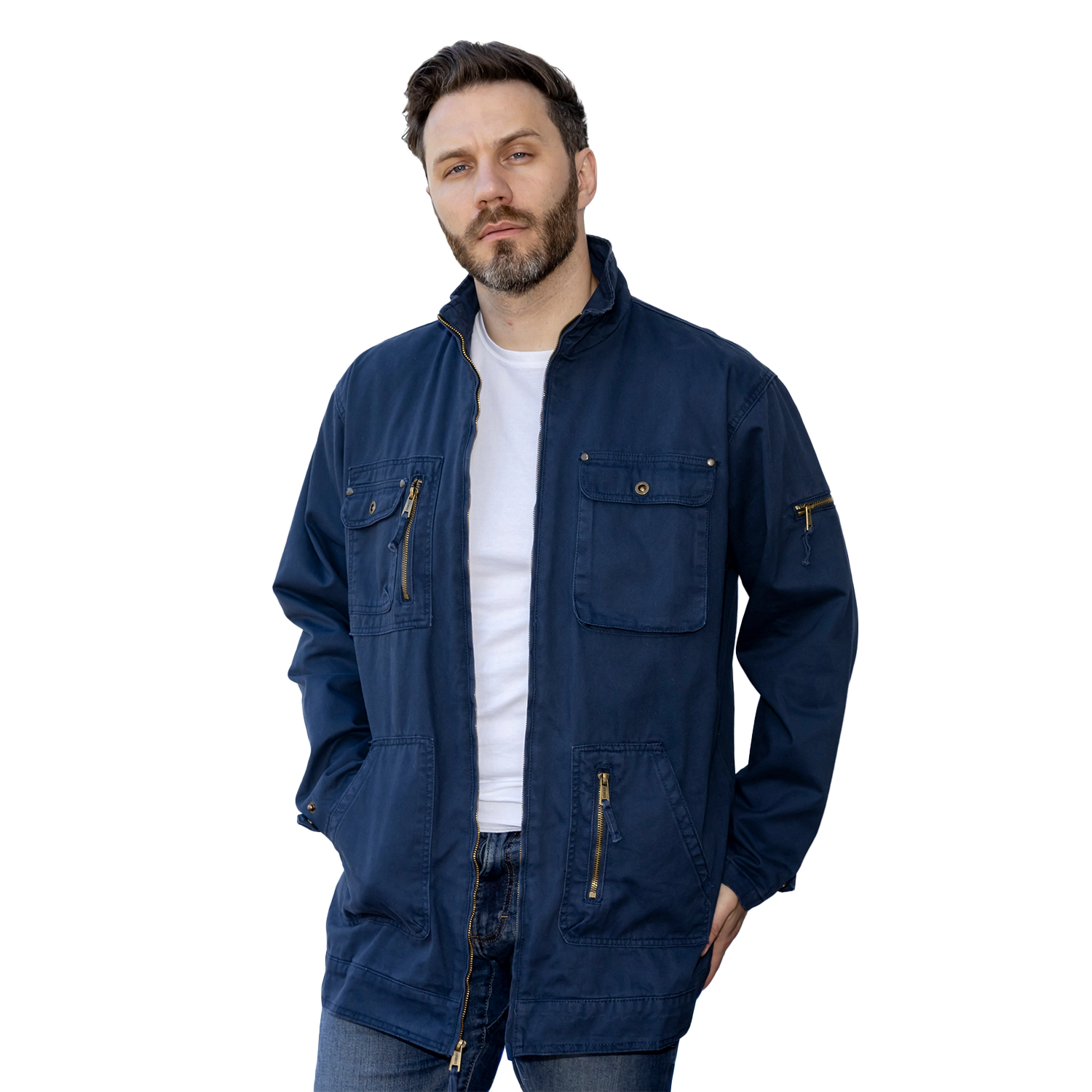 Gioberti Men's 100% Cotton Casual Outerwear Twill Multi Pocket Cargo Shirt Jacket