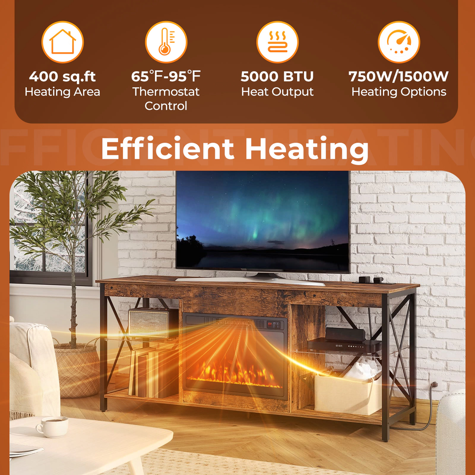 SlickBlue 24-Inch Electric Fireplace Insert with Remote Control